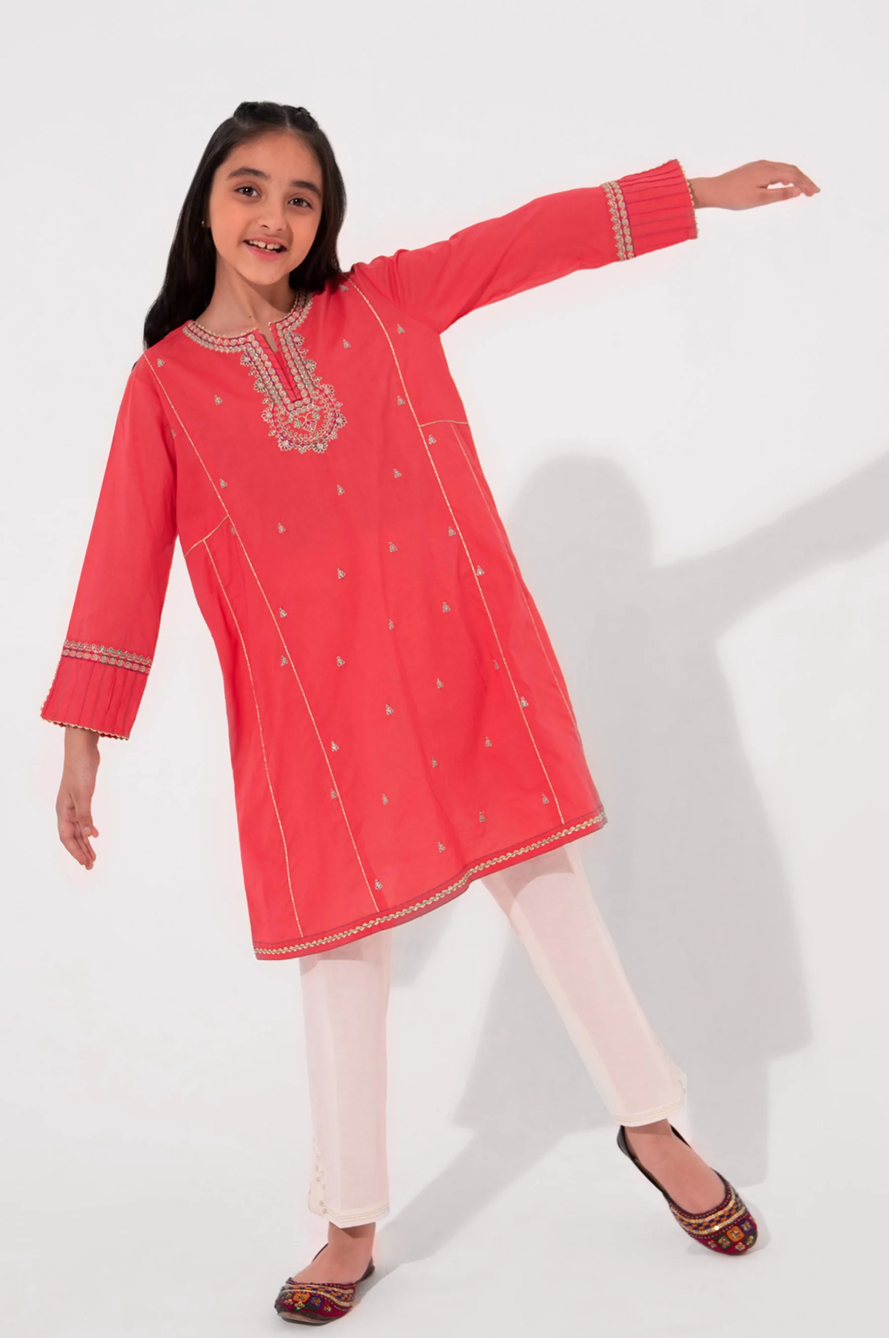 Stitched 1 Piece Embroidered Cambric Shirt - Image 4