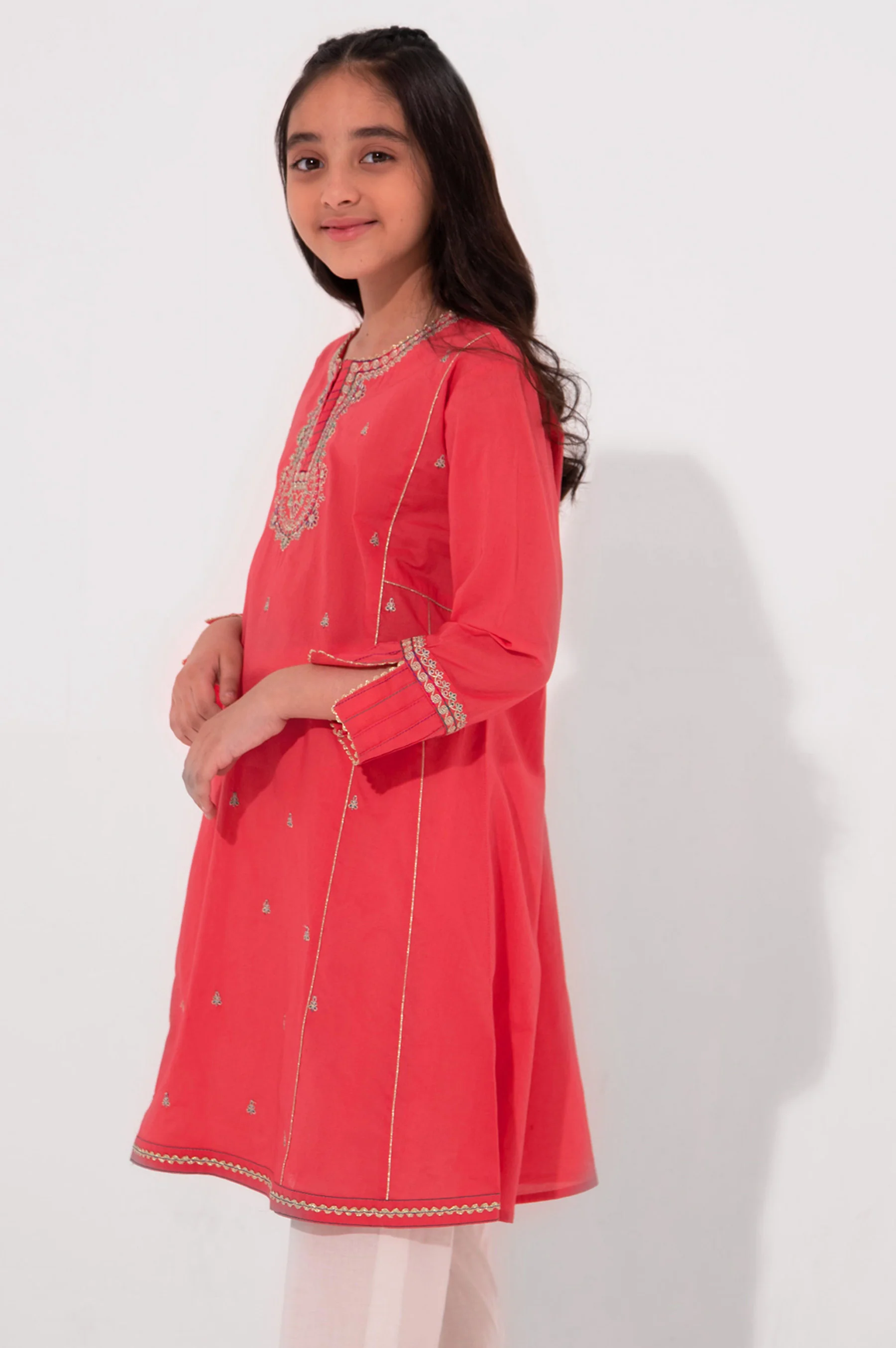 Stitched 1 Piece Embroidered Cambric Shirt - Image 5