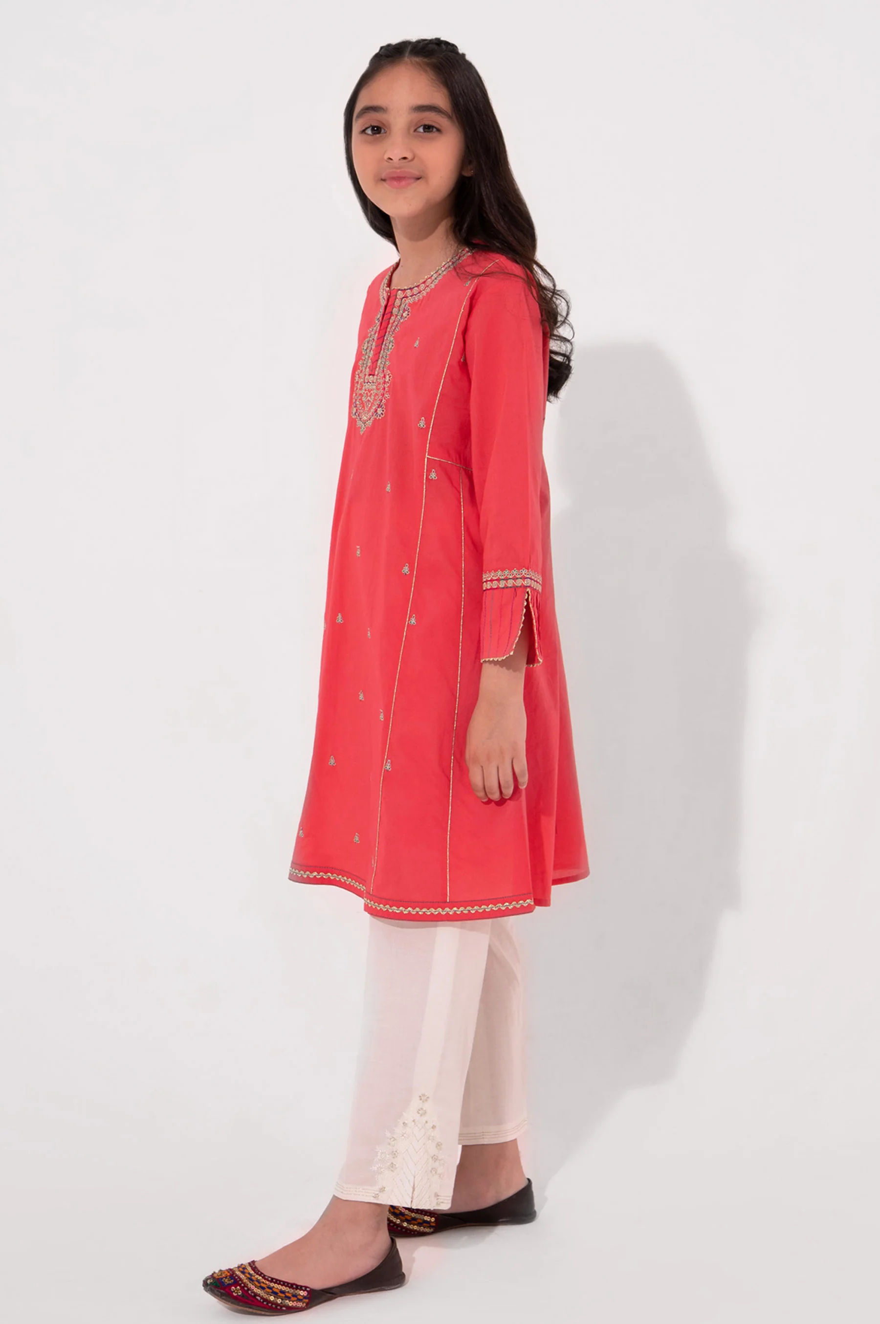 Stitched 1 Piece Embroidered Cambric Shirt - Image 7