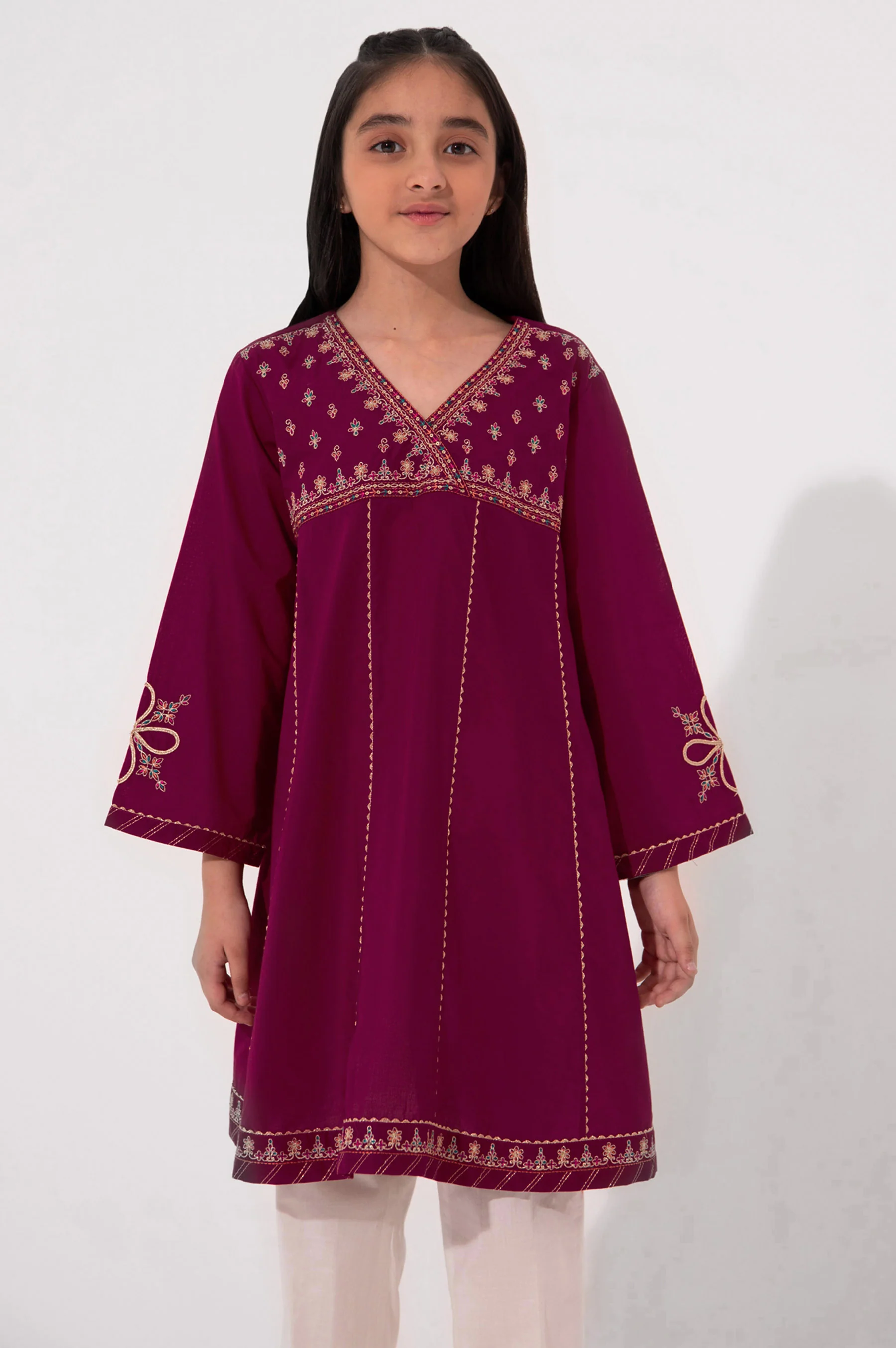 Stitched 1 Piece Embroidered Cambric Shirt - Image 4