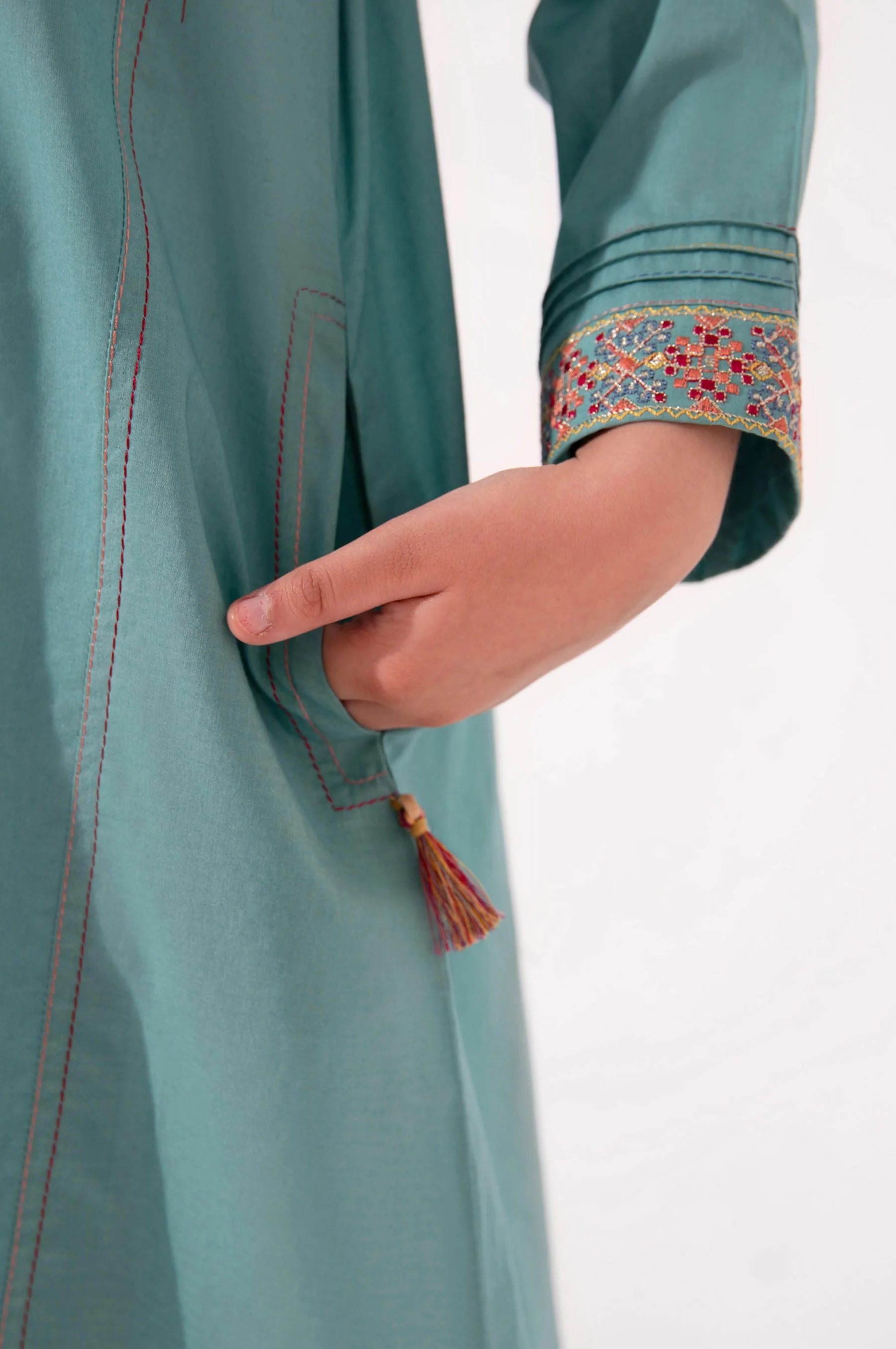 Stitched 1 Piece Embroidered Cambric Shirt - Image 6