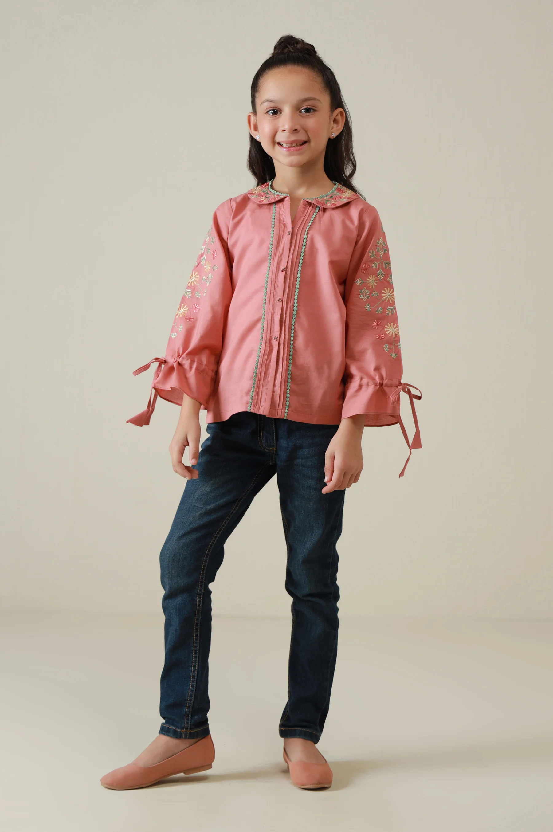 Stitched 1 Piece Embroidered Cambric Top - Image 3