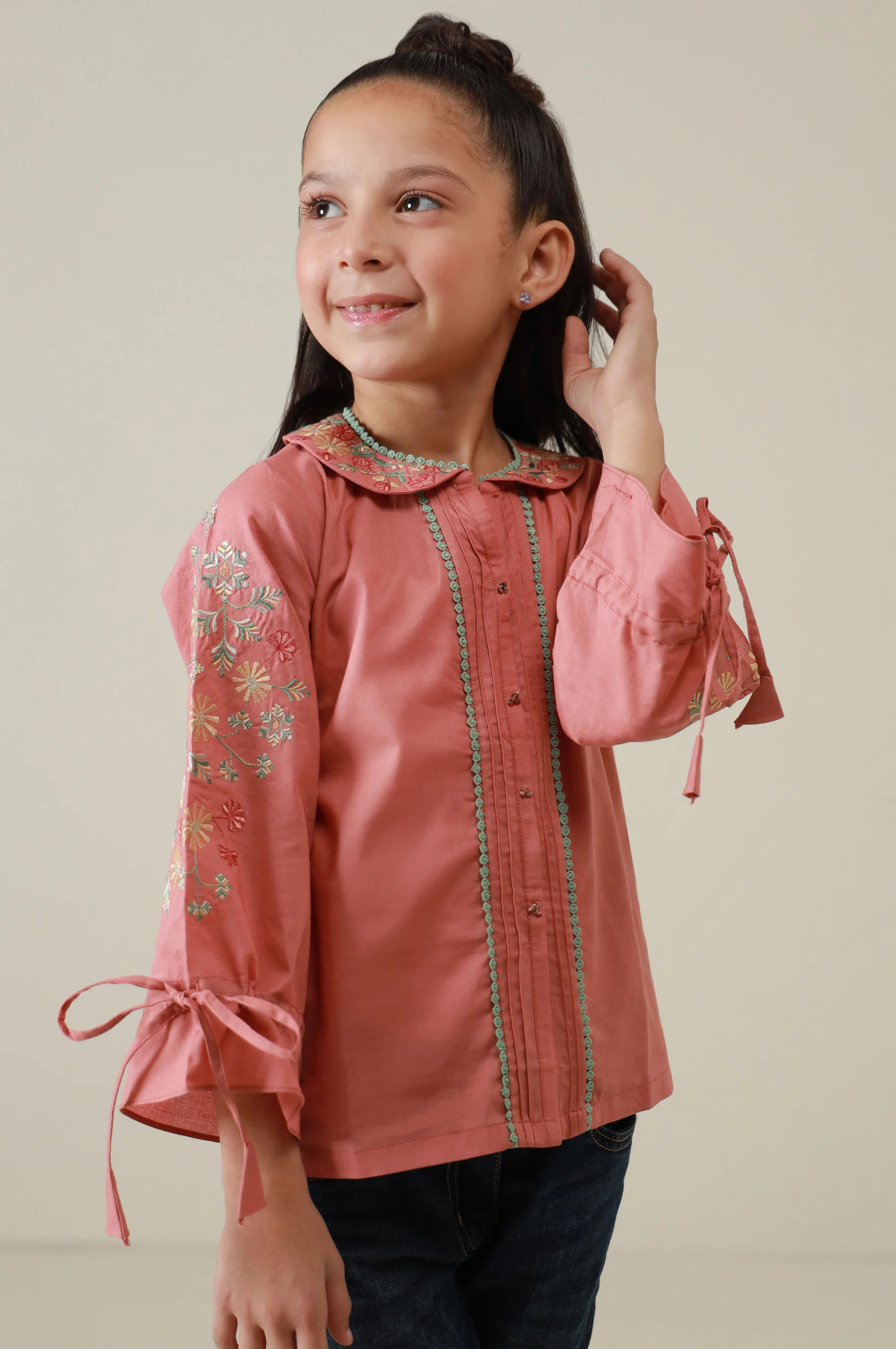 Stitched 1 Piece Embroidered Cambric Top - Image 6
