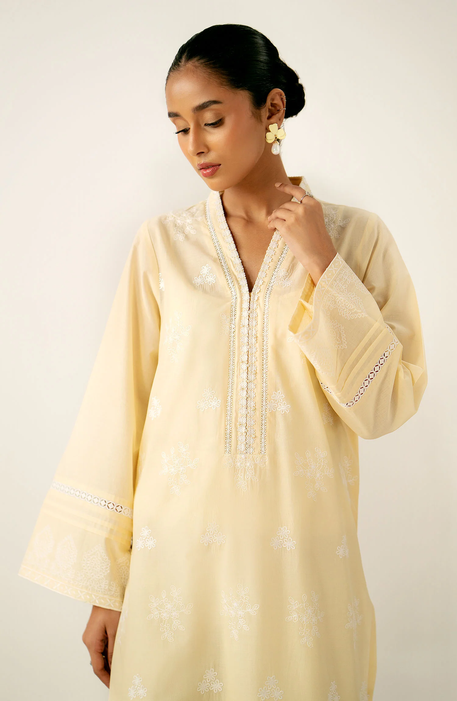 Stitched 1 Piece Embroidered Chikankari Lawn Shirt - Image 2