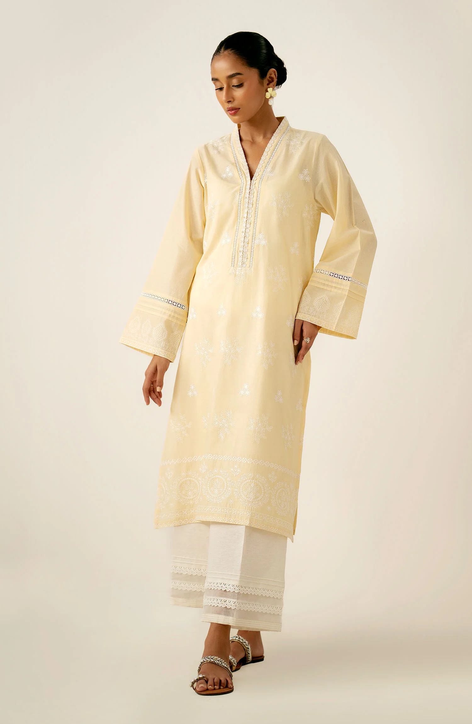 Stitched 1 Piece Embroidered Chikankari Lawn Shirt - Image 5