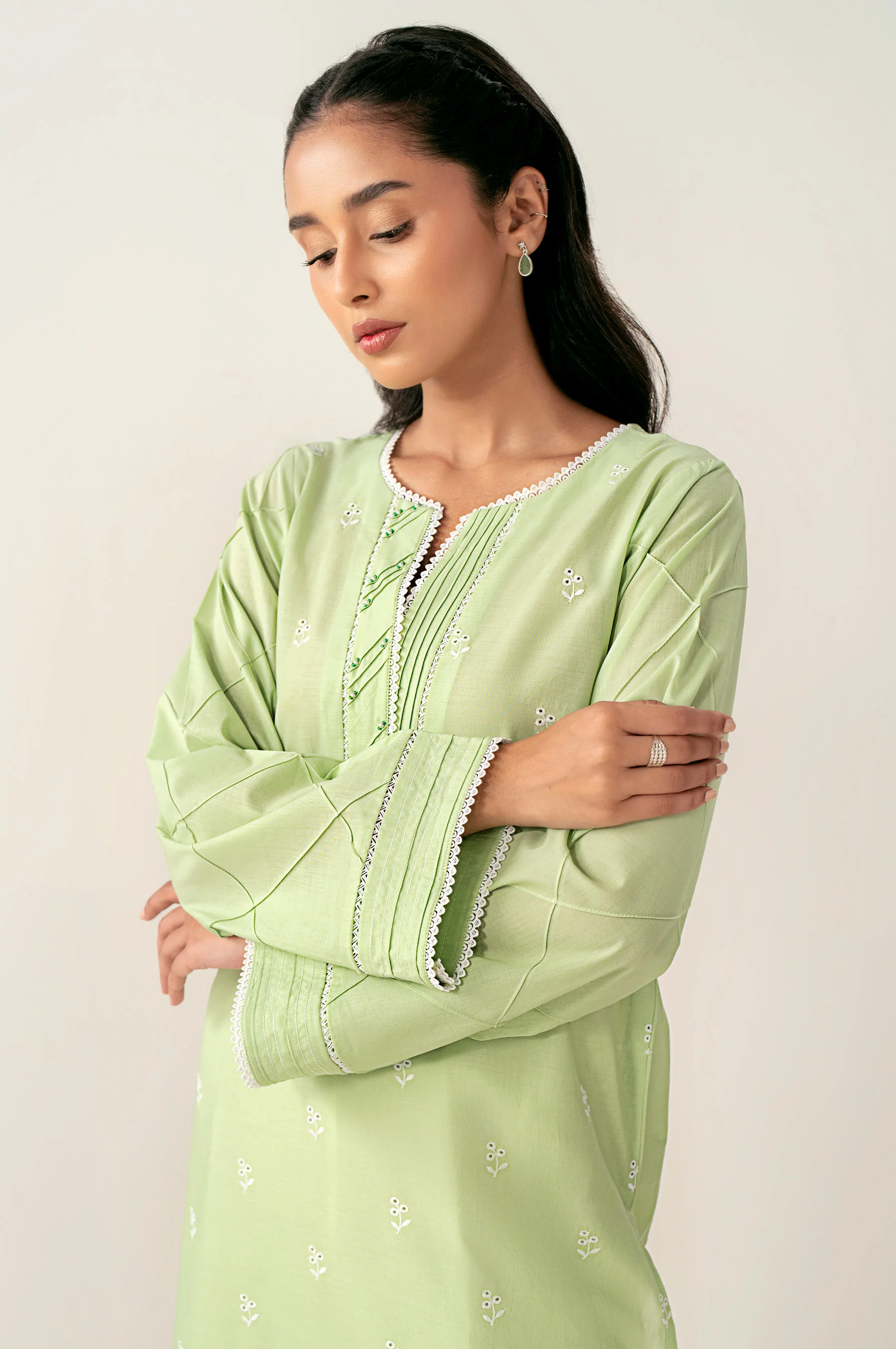 Stitched 1 Piece Embroidered Chikankari Lawn Shirt - Image 2