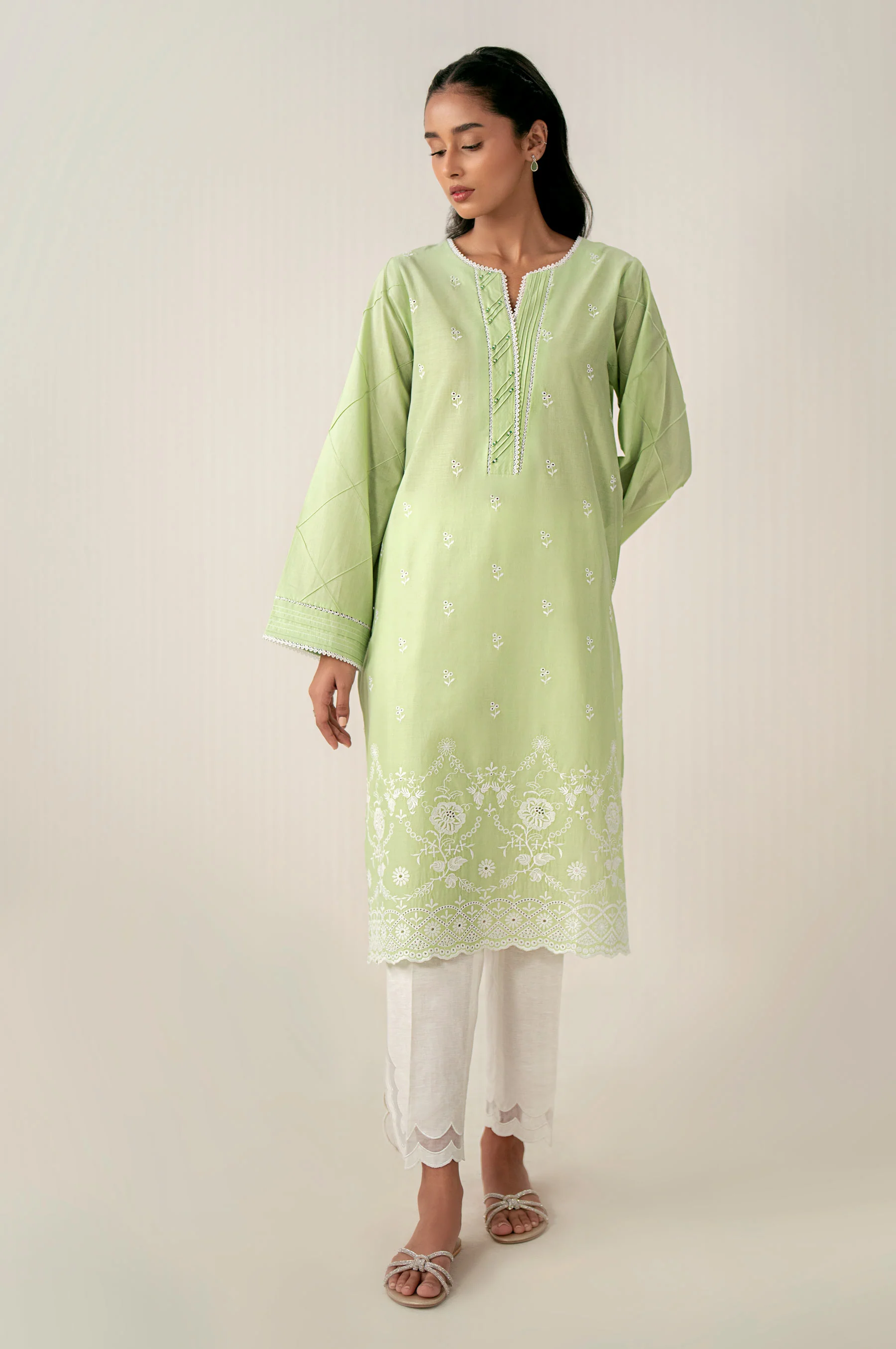 Stitched 1 Piece Embroidered Chikankari Lawn Shirt - Image 3