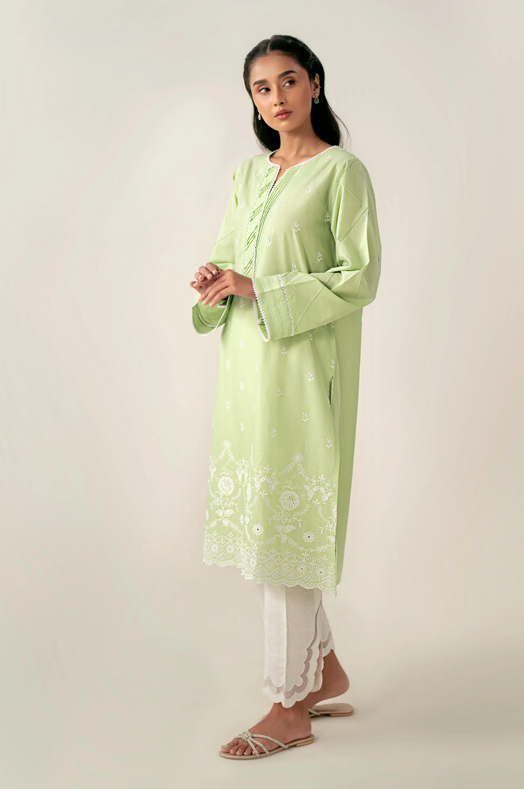 Stitched 1 Piece Embroidered Chikankari Lawn Shirt - Image 4