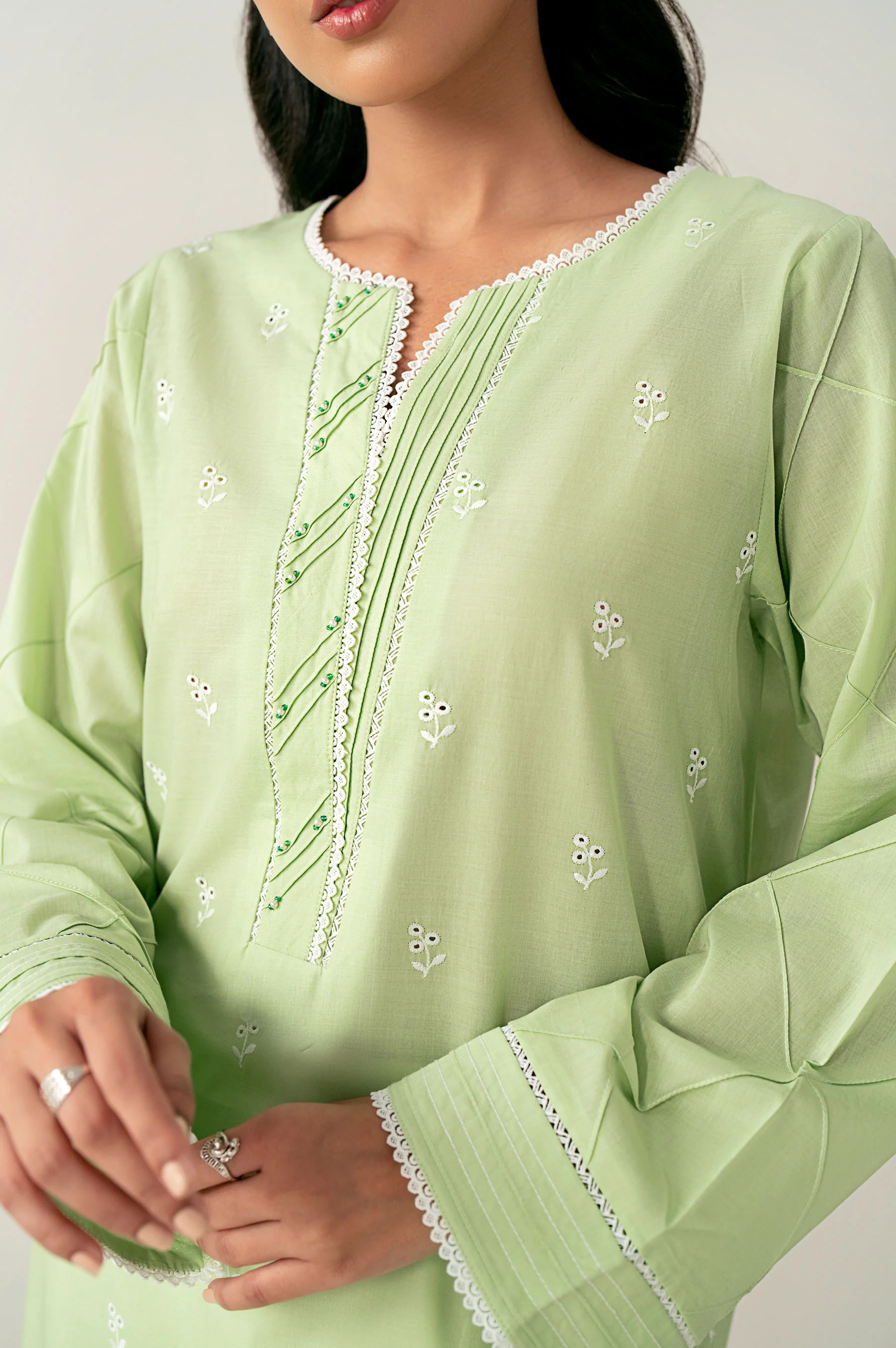 Stitched 1 Piece Embroidered Chikankari Lawn Shirt - Image 6