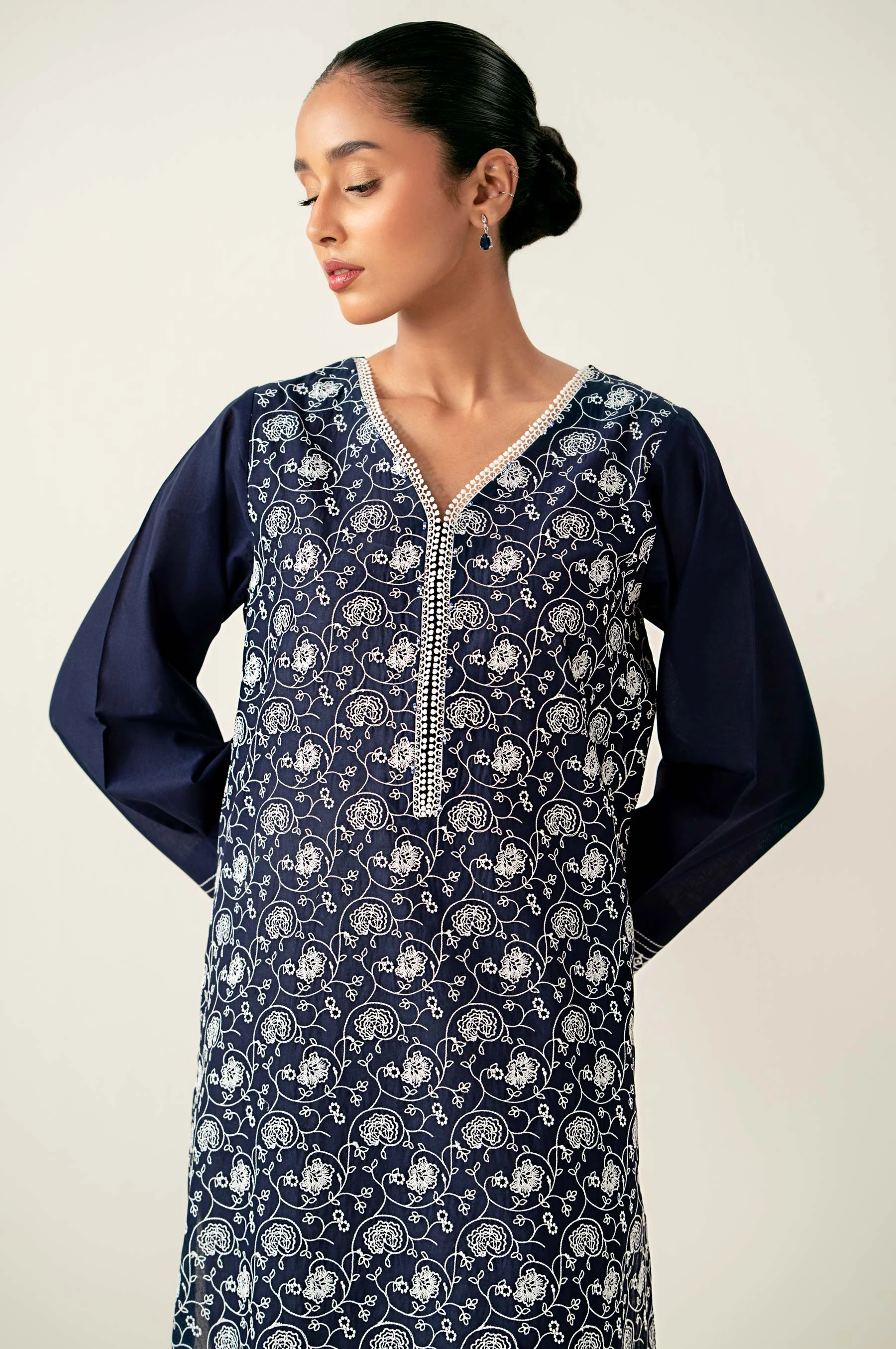 Stitched 1 Piece Embroidered Chikankari Lawn Shirt - Image 2