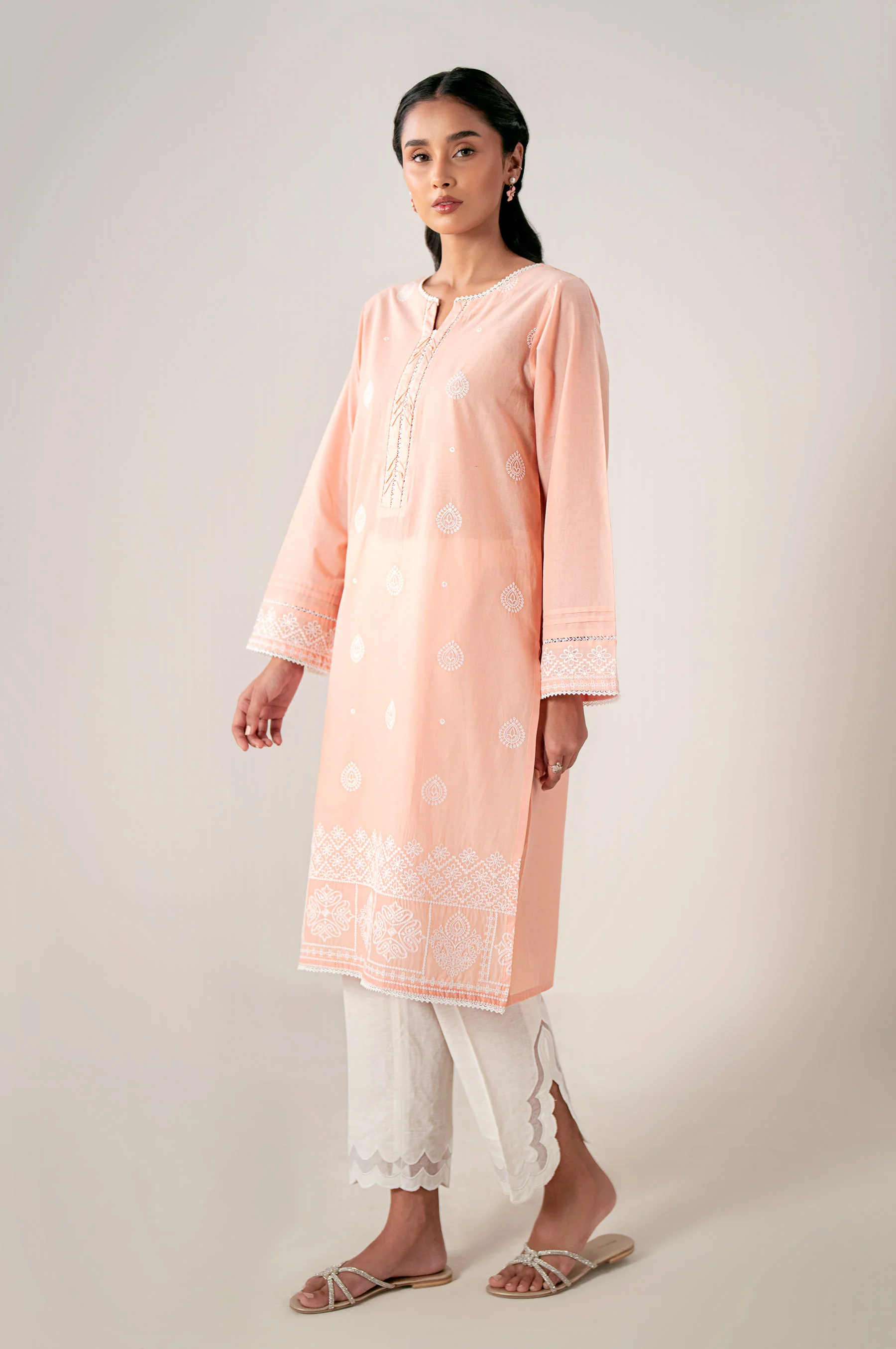 Stitched 1 Piece Embroidered Chikankari Lawn Shirt - Image 2