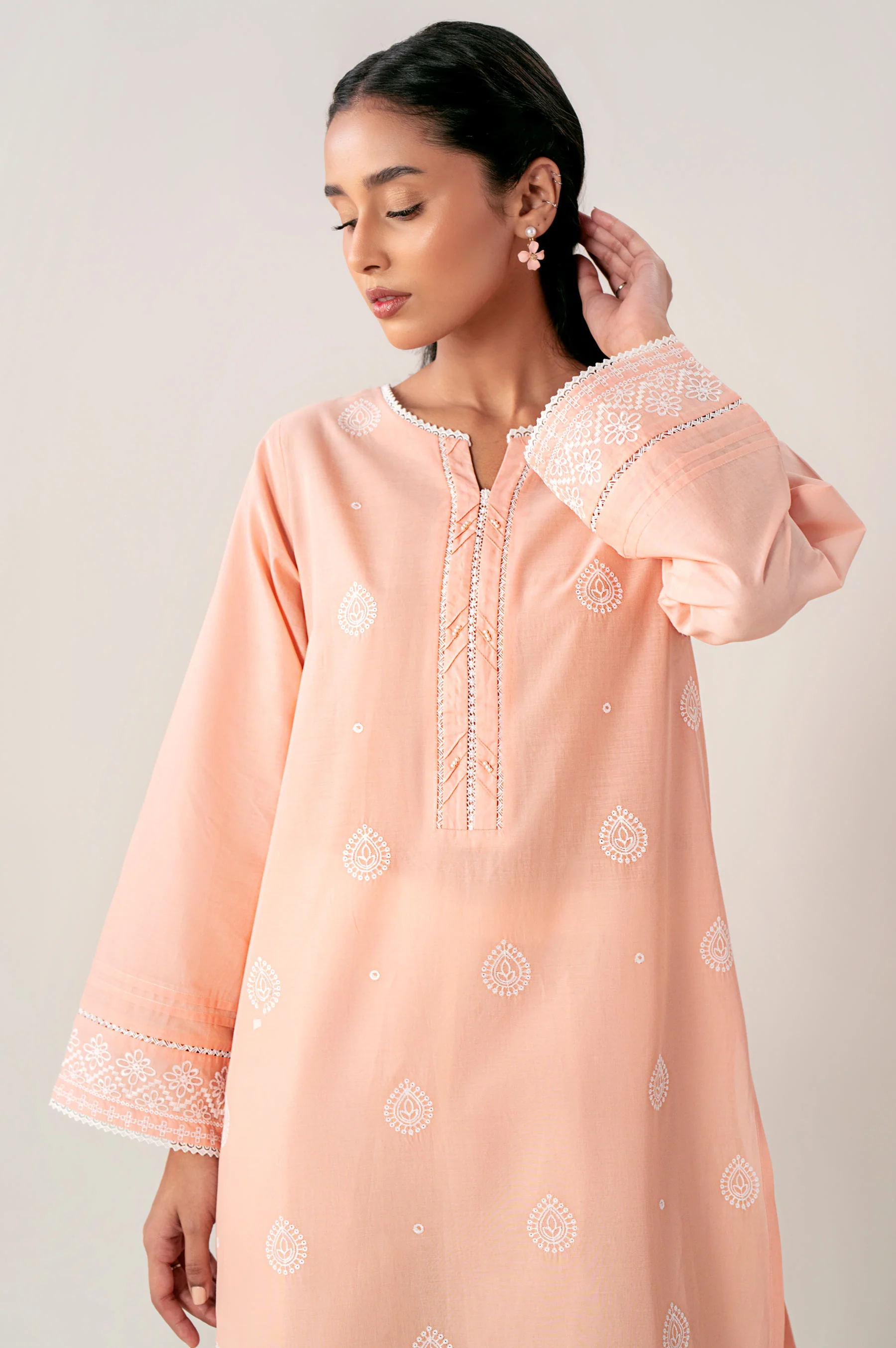 Stitched 1 Piece Embroidered Chikankari Lawn Shirt - Image 3