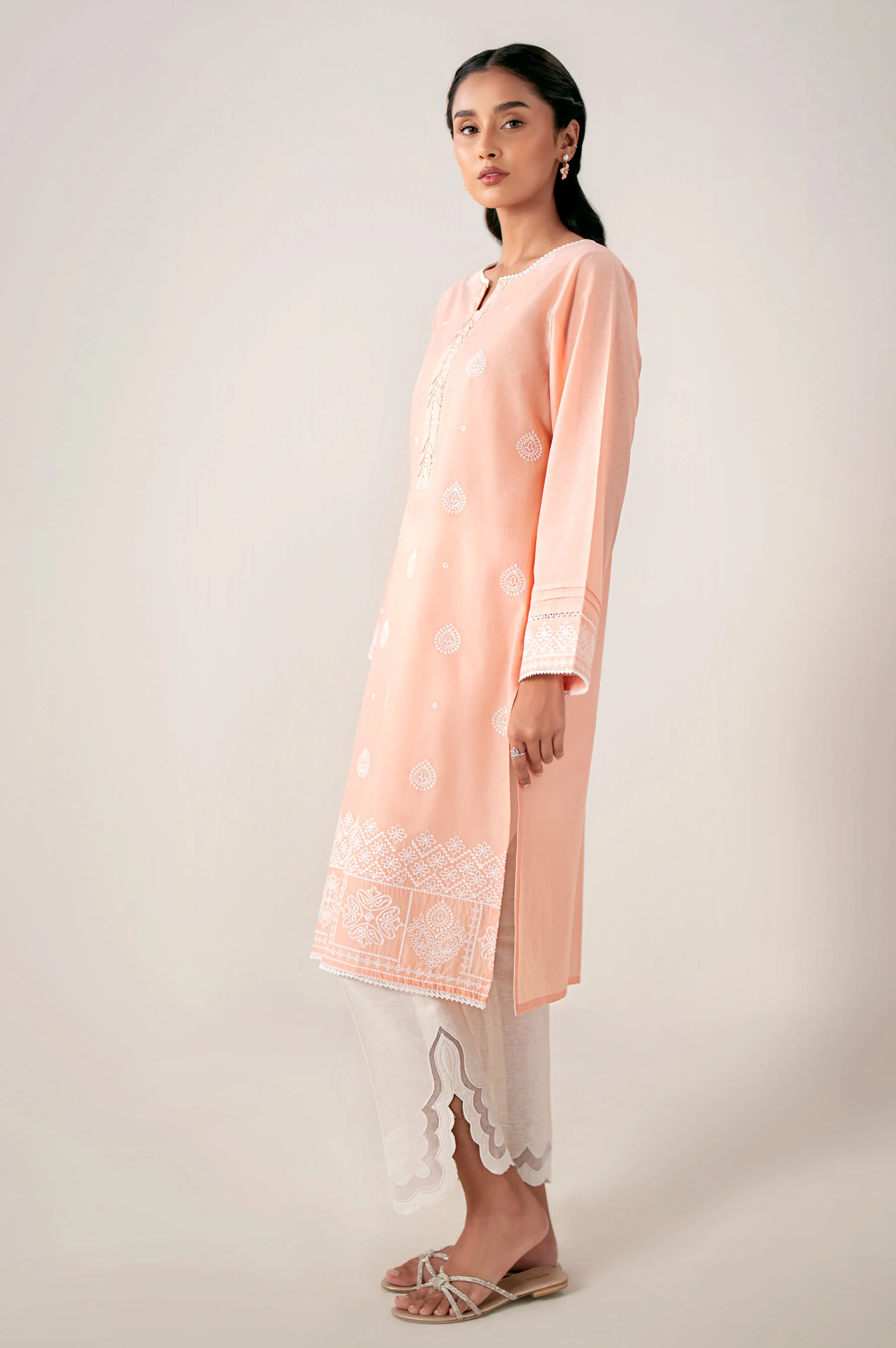 Stitched 1 Piece Embroidered Chikankari Lawn Shirt - Image 4