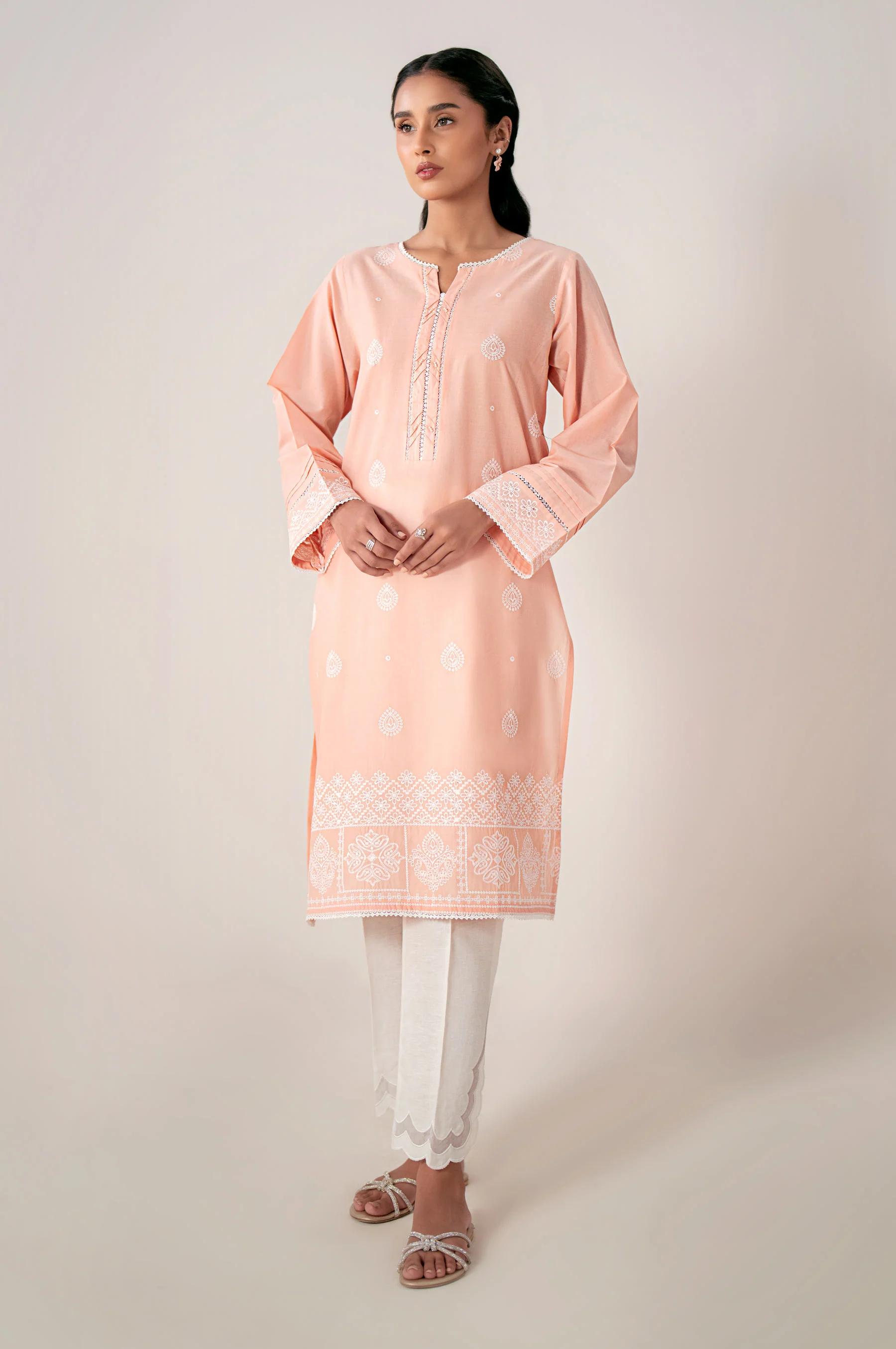 Stitched 1 Piece Embroidered Chikankari Lawn Shirt - Image 6