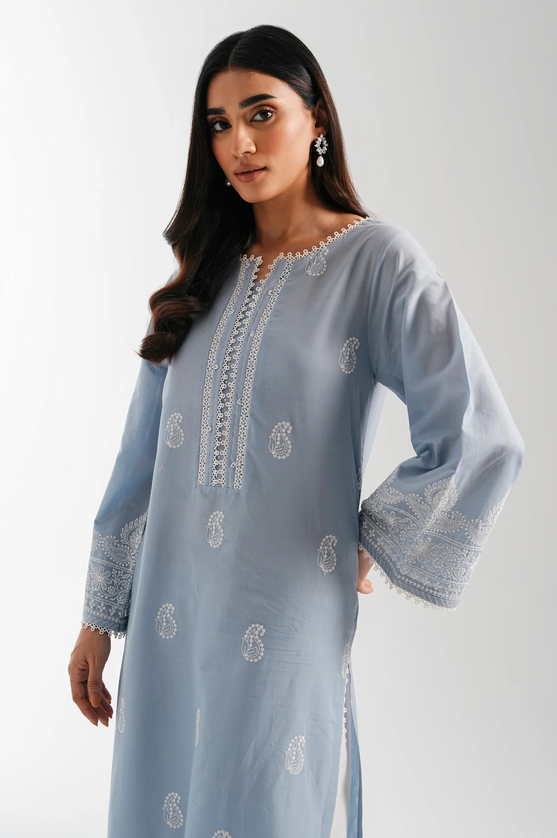 Stitched 1 Piece Embroidered Chikankari Shirt - Image 2