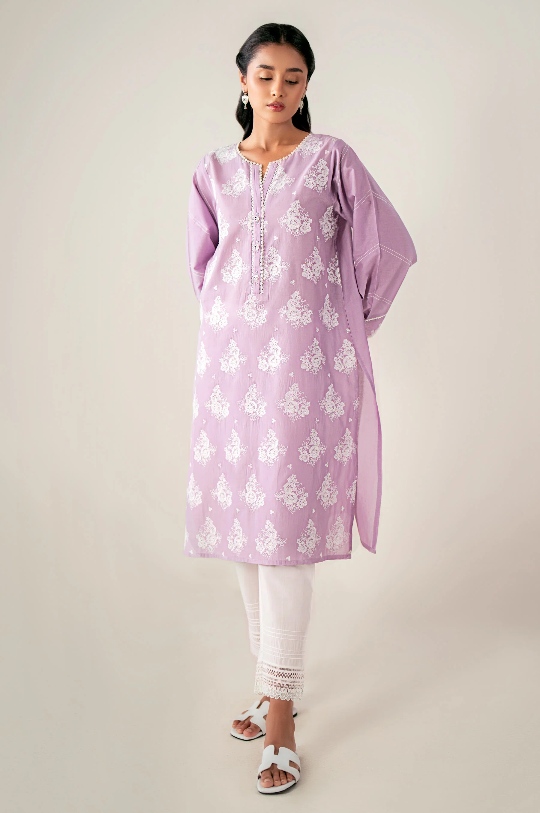 Stitched 1 Piece Embroidered Chikankari Lawn Shirt - Image 2