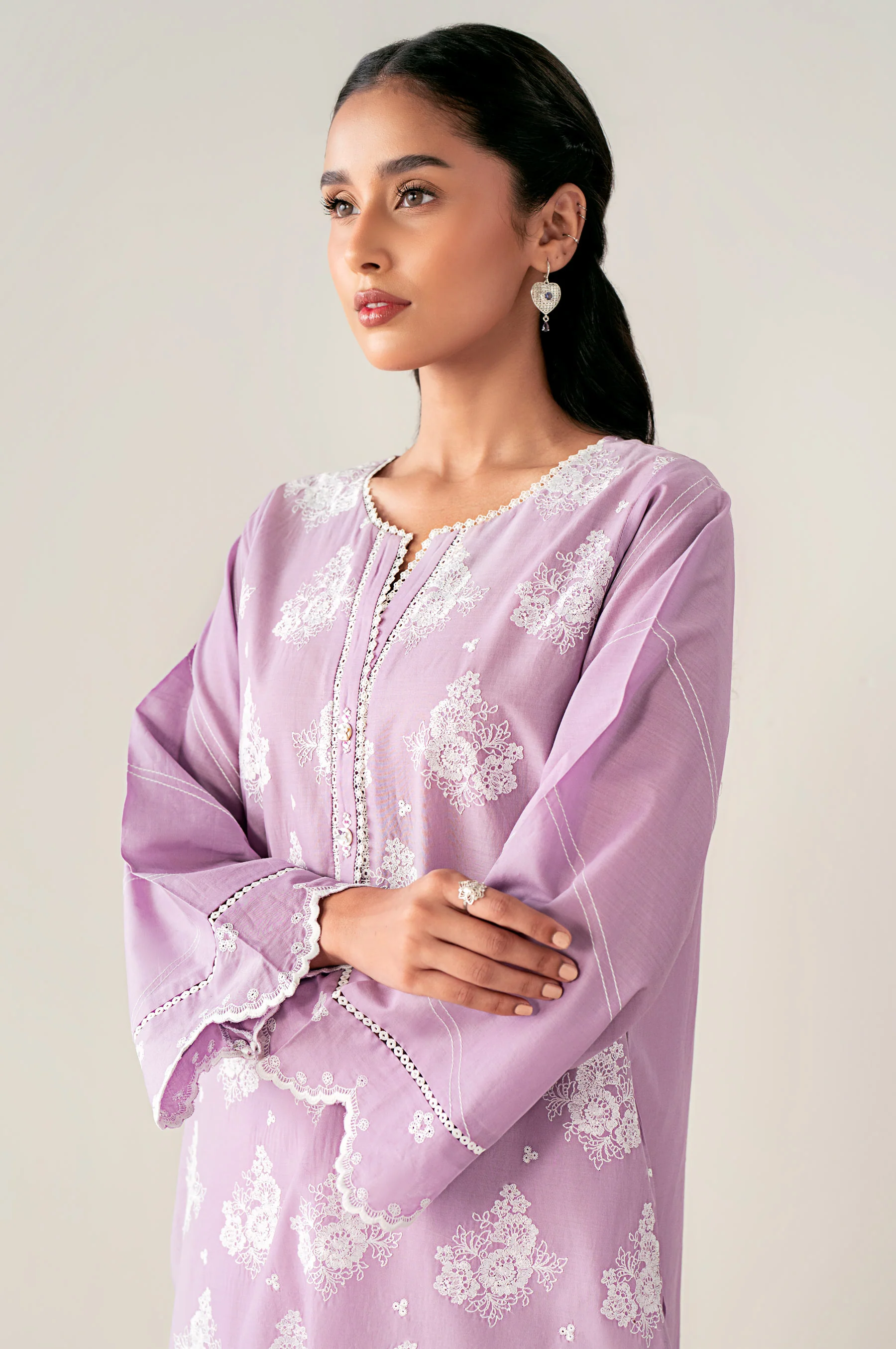 Stitched 1 Piece Embroidered Chikankari Lawn Shirt - Image 4