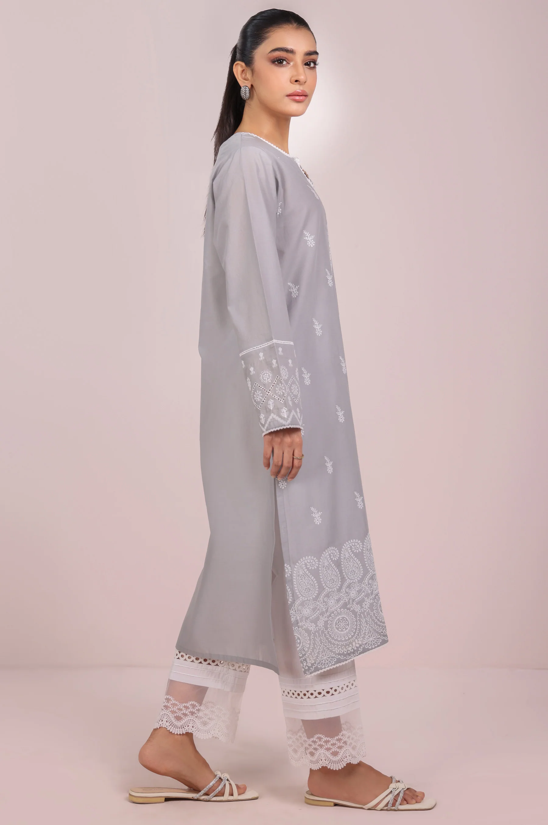 Stitched 1 Piece Embroidered Chikankari Lawn Shirt - Image 5