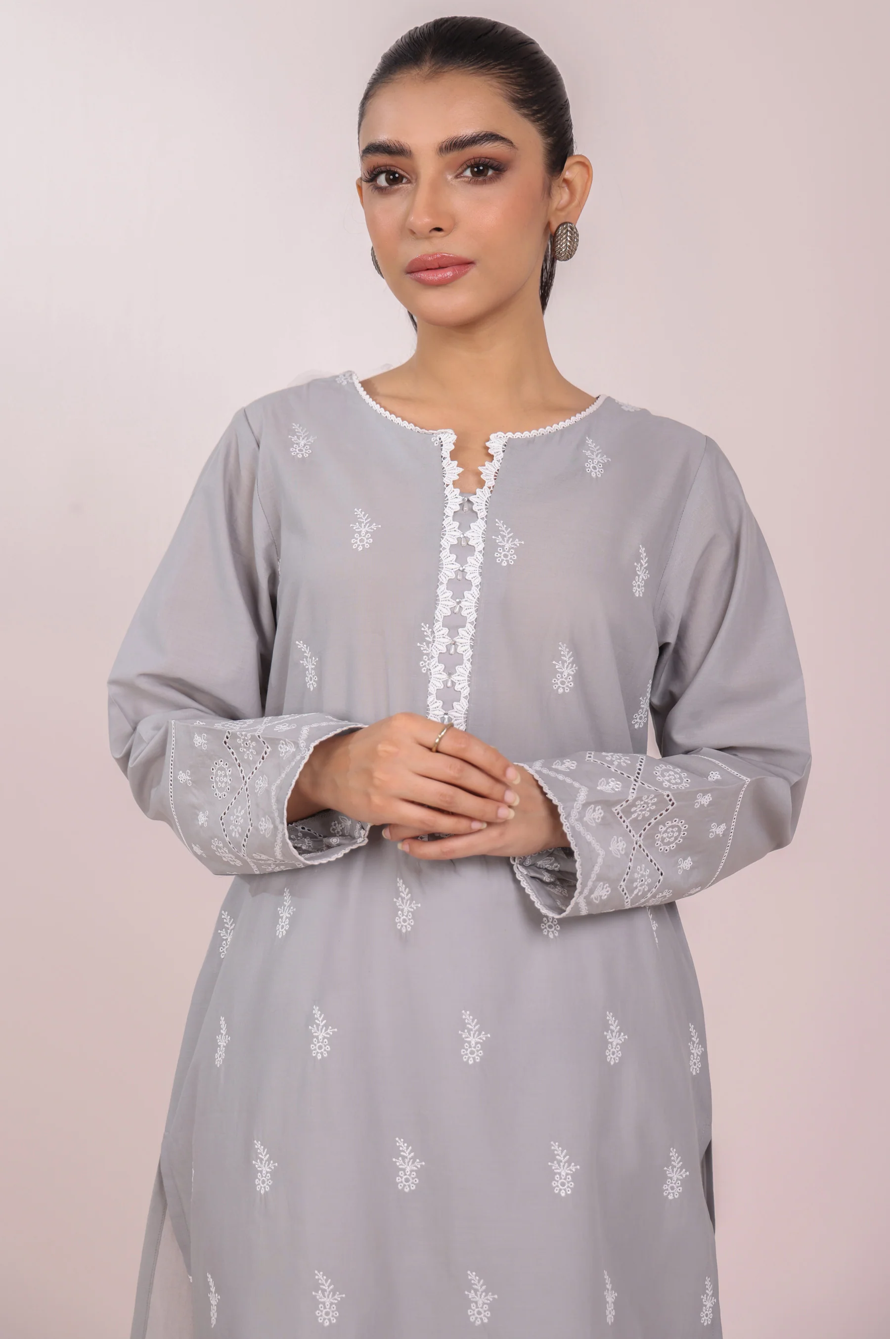 Stitched 1 Piece Embroidered Chikankari Lawn Shirt - Image 6