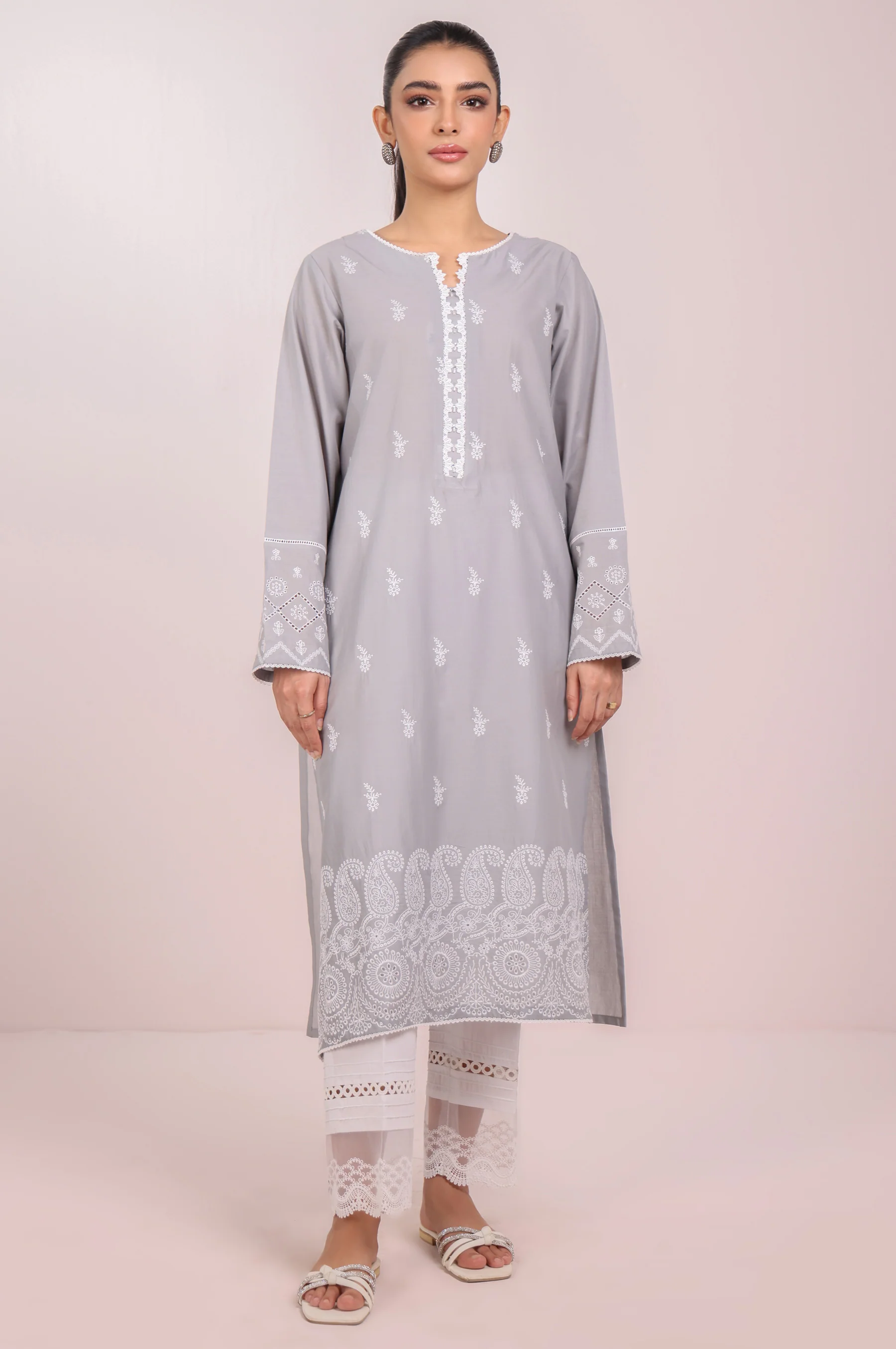 Stitched 1 Piece Embroidered Chikankari Lawn Shirt - Image 7