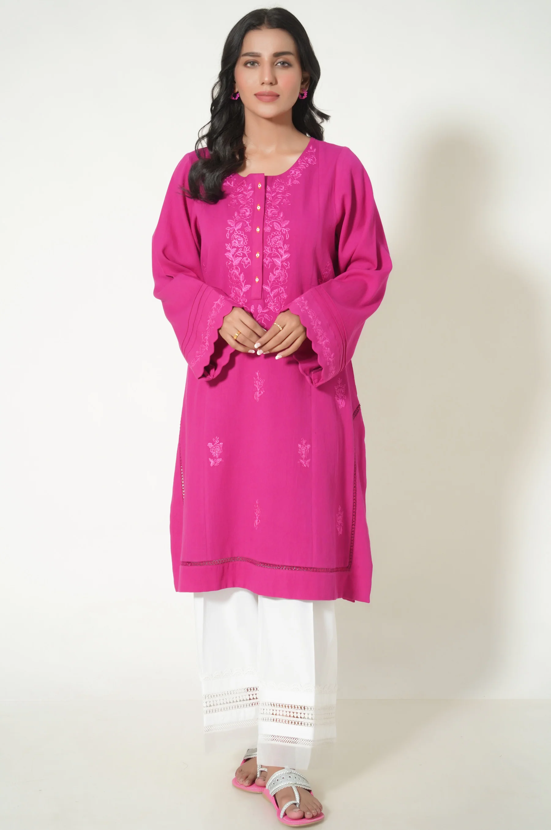 Stitched 1 Piece Embroidered Cottle Shirt - Image 3