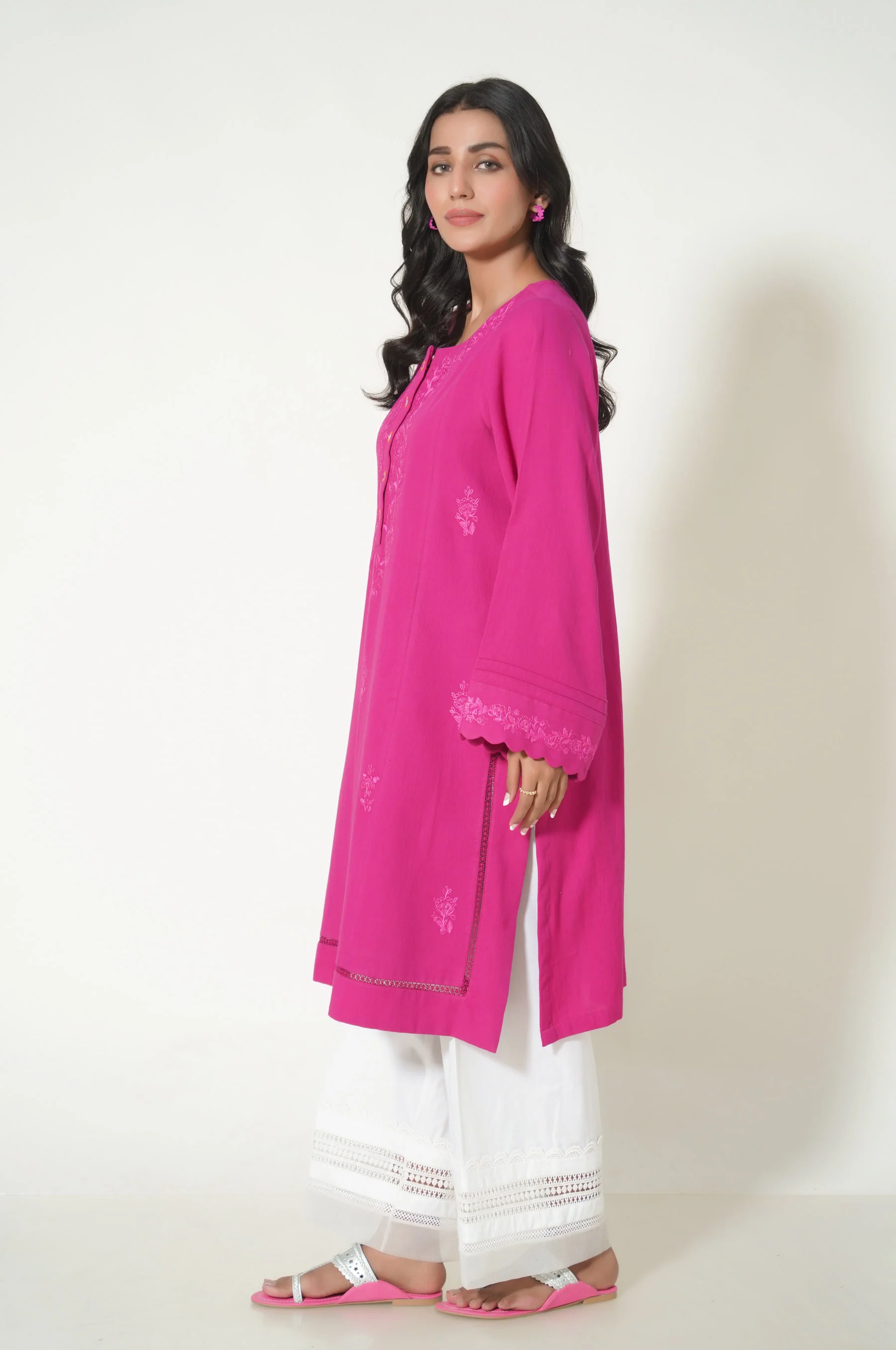Stitched 1 Piece Embroidered Cottle Shirt - Image 5