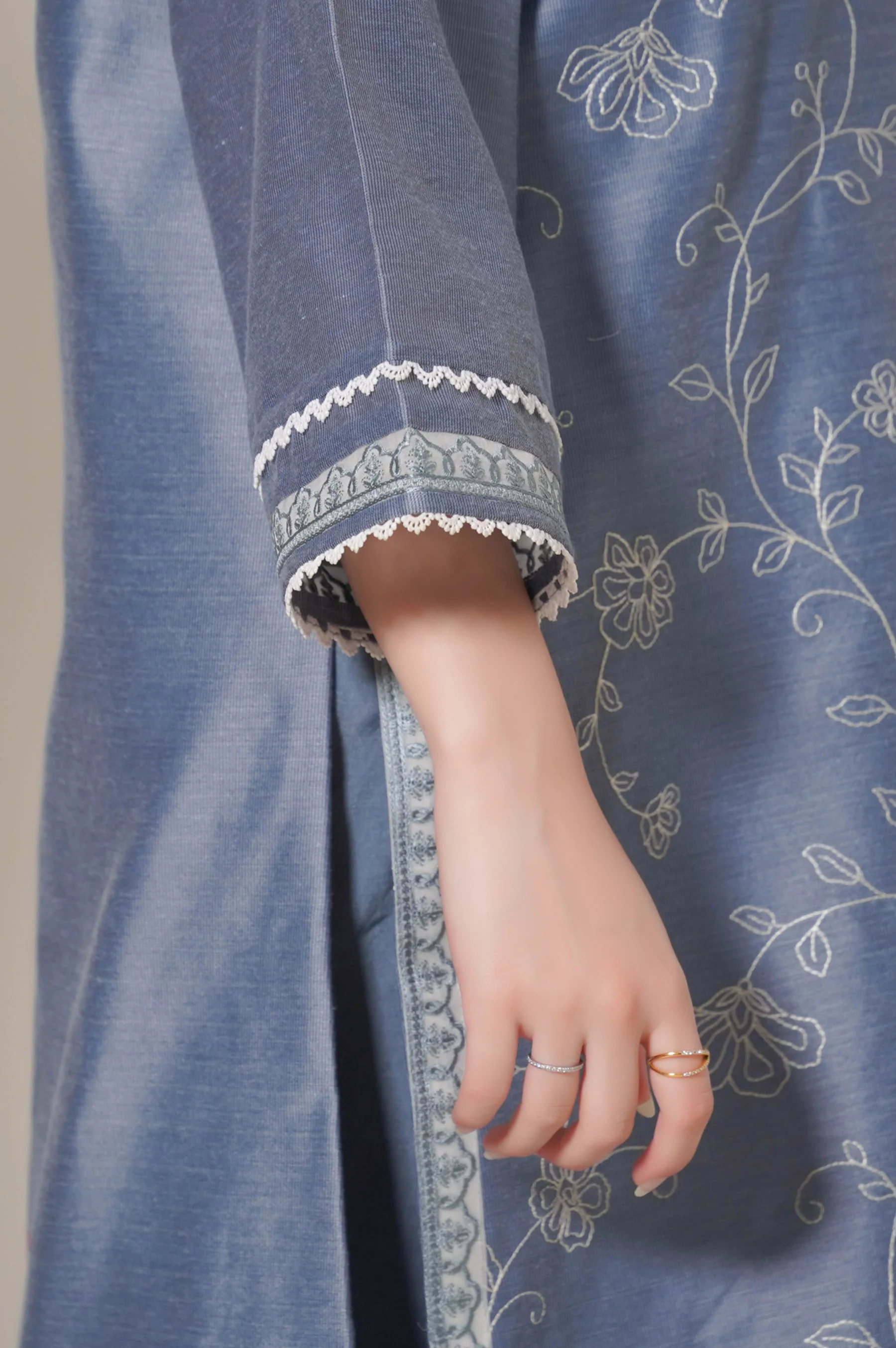 Stitched 1 Piece Embroidered Cotton Net Shirt - Image 5