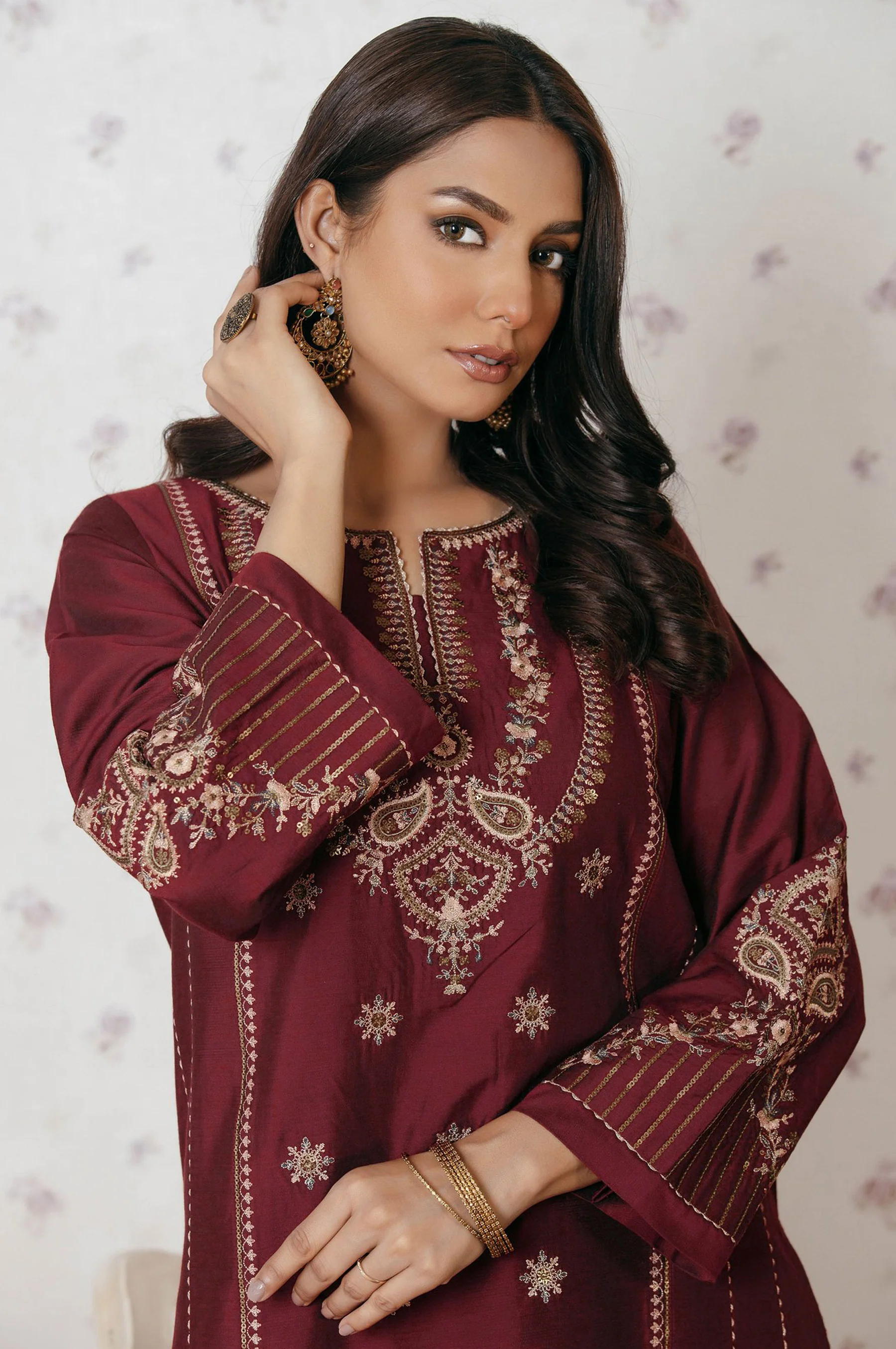 Stitched 1 Piece Cotton Silk Embroidered Shirt - Image 5