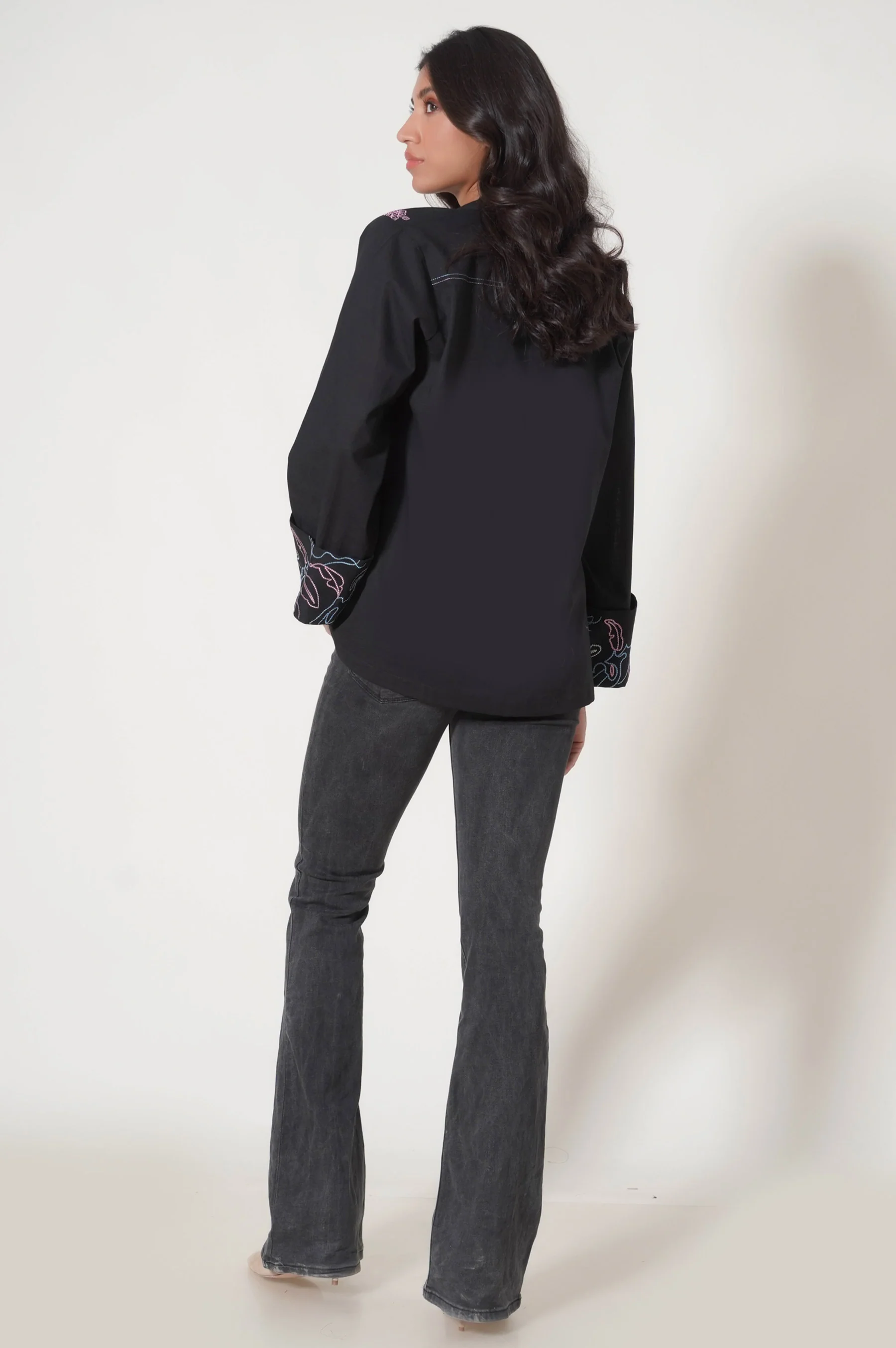 Stitched 1 Piece Embroidered Cotton Slub Top - Image 4