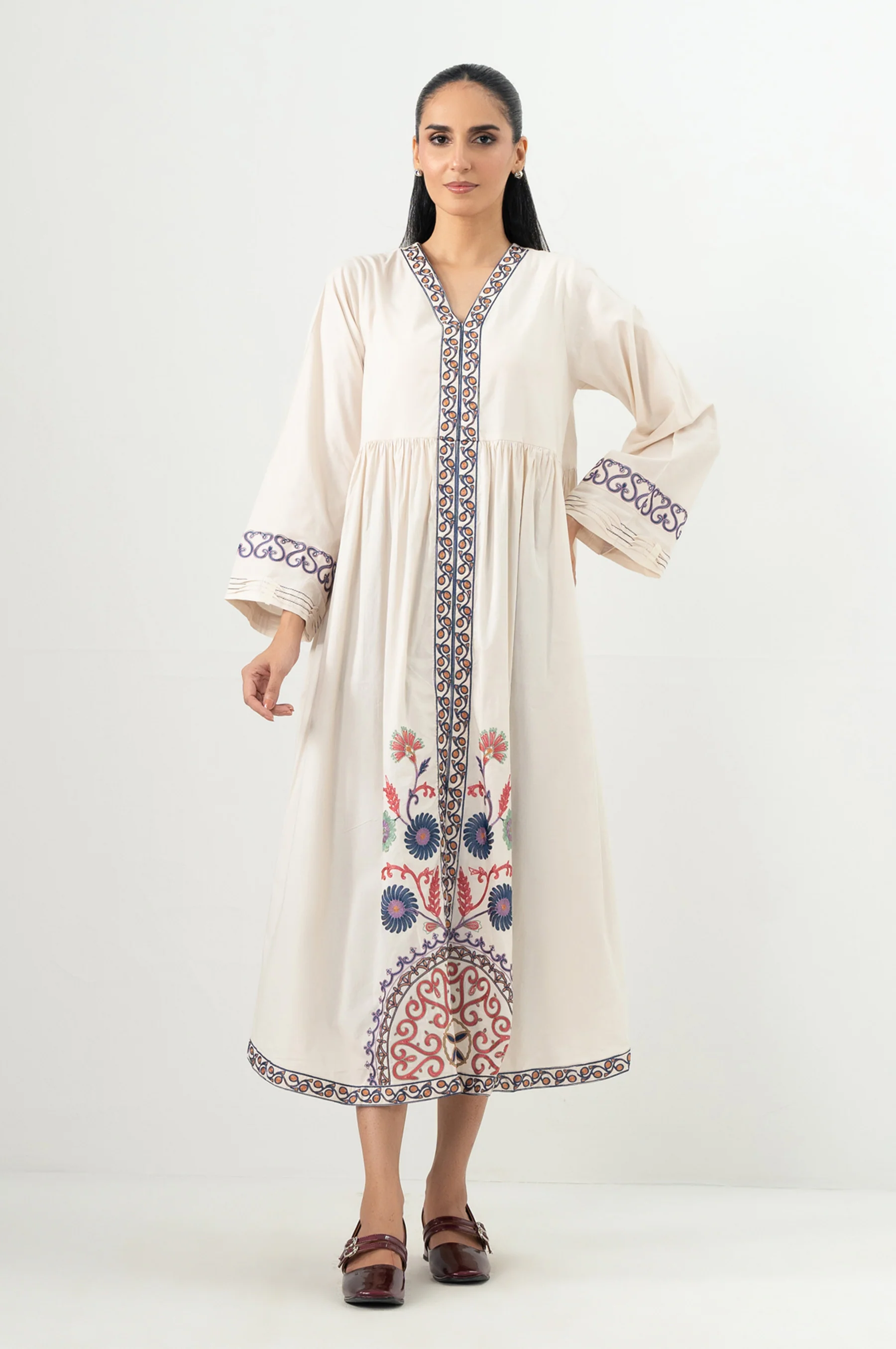 Stitched 1 Piece Embroidered Cotton Viscose Shirt
