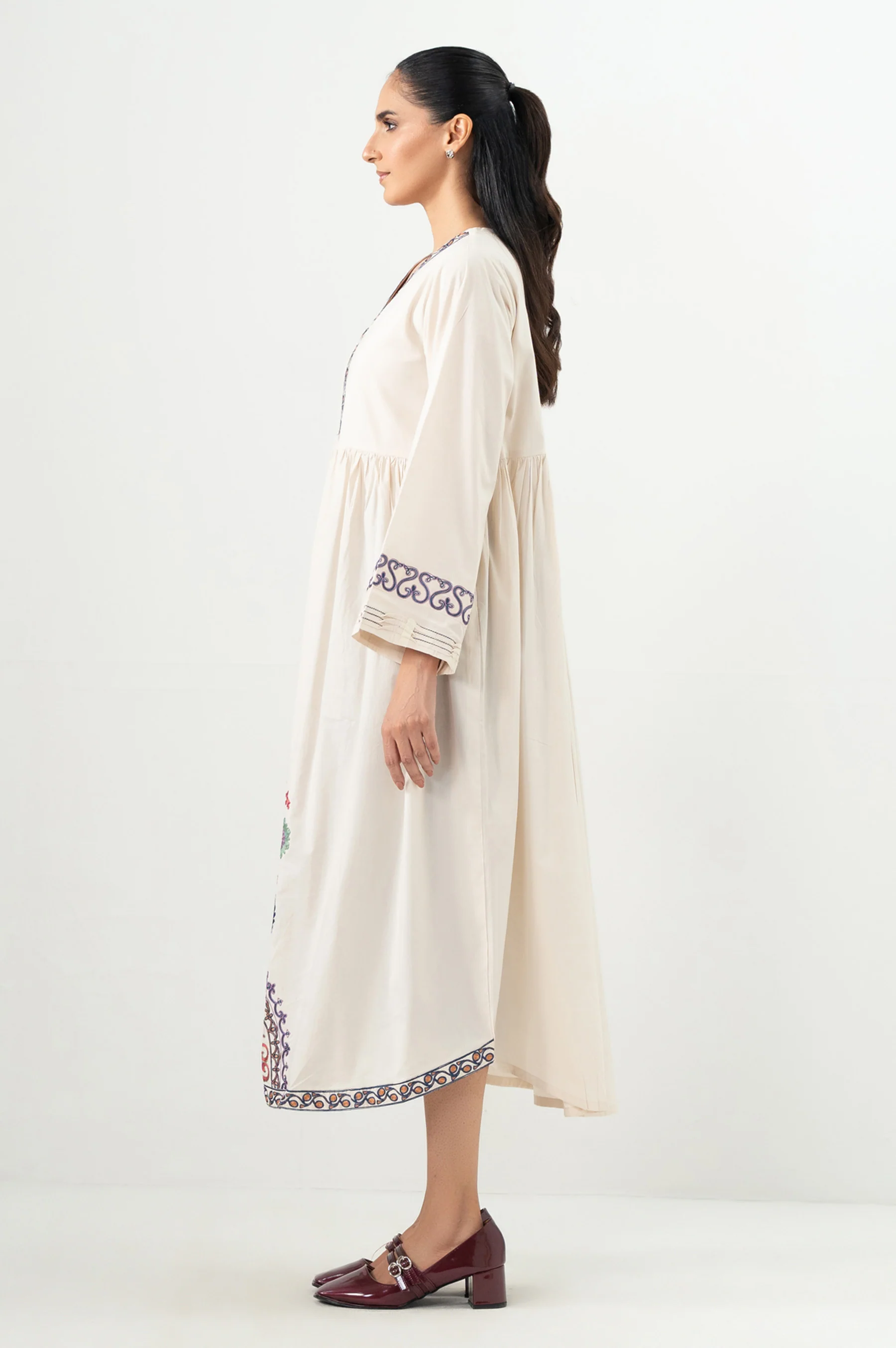 Stitched 1 Piece Embroidered Cotton Viscose Shirt - Image 5