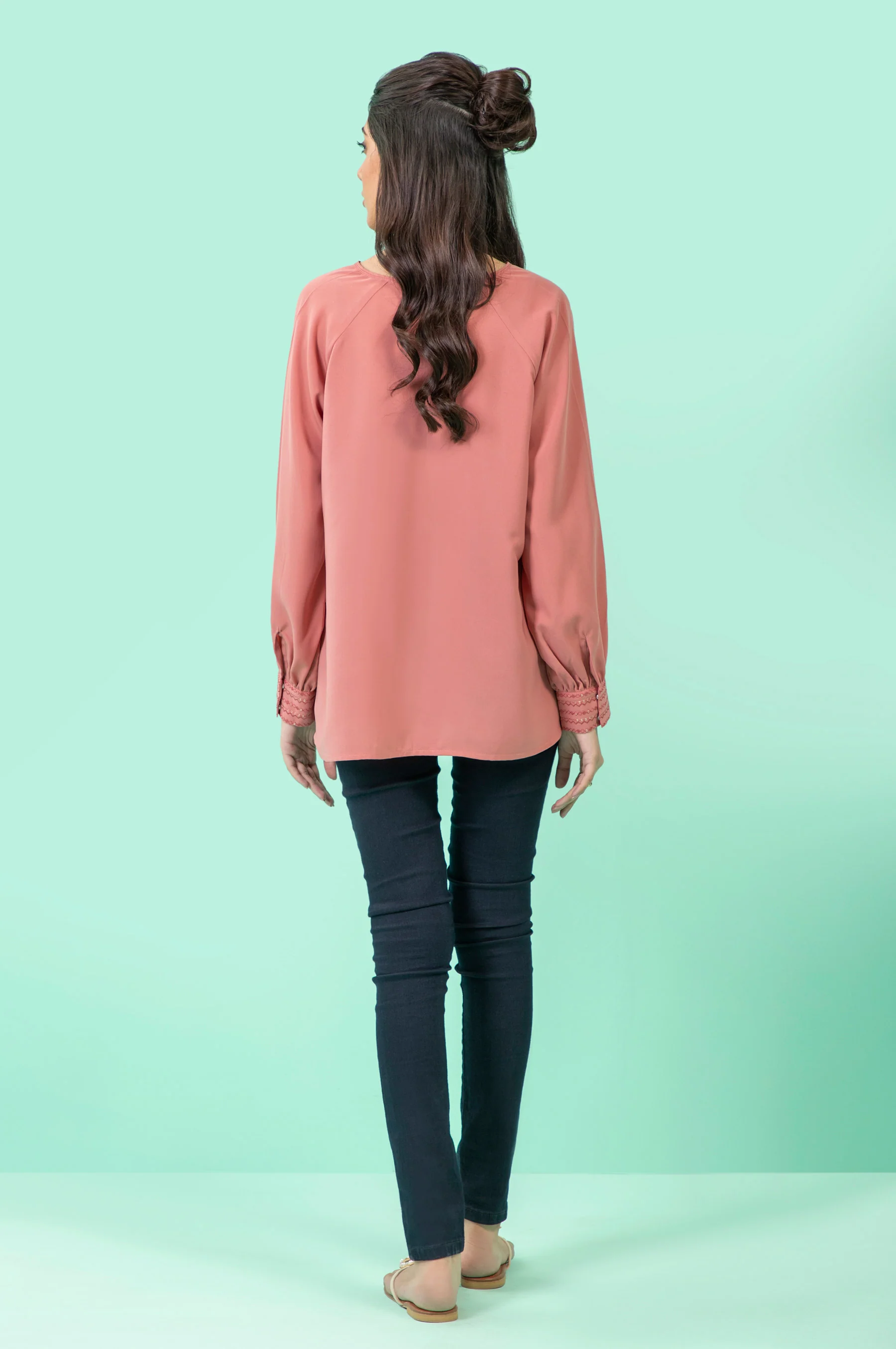 Stitched 1 Piece Embroidered Crepe Shirt - Image 4