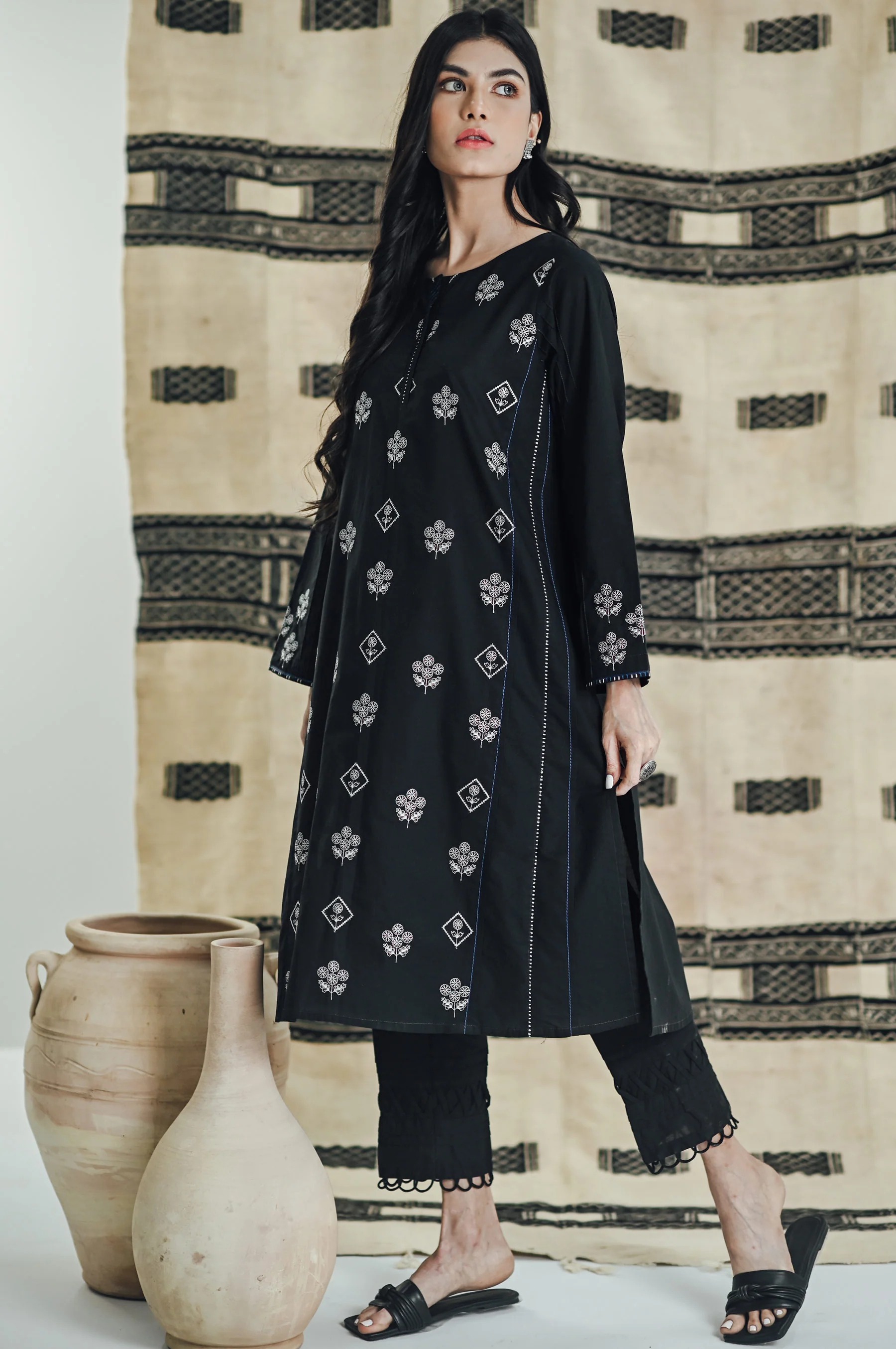 Stitched 1 Piece Embroidered Dobby Shirt - Image 6