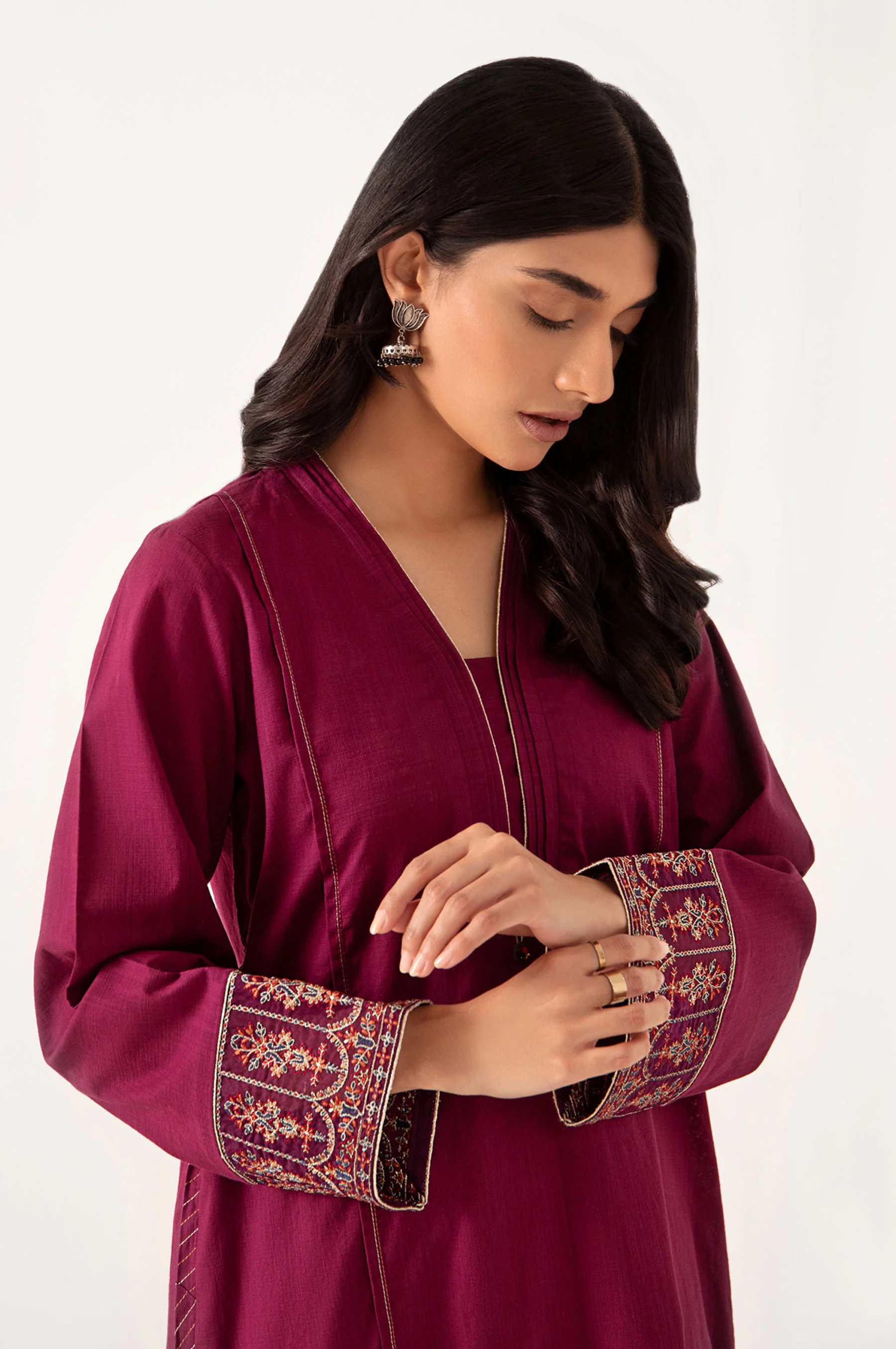 Stitched 1 Piece Embroidered Dobby Shirt - Image 3