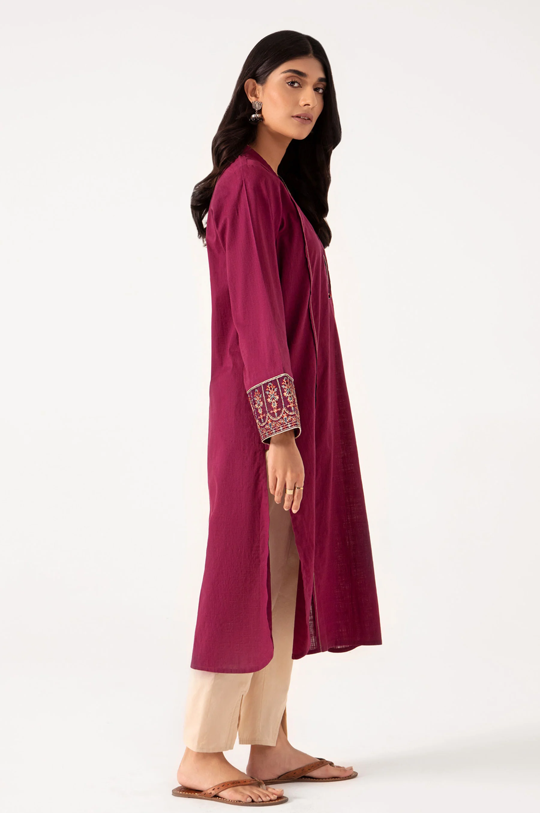 Stitched 1 Piece Embroidered Dobby Shirt - Image 4