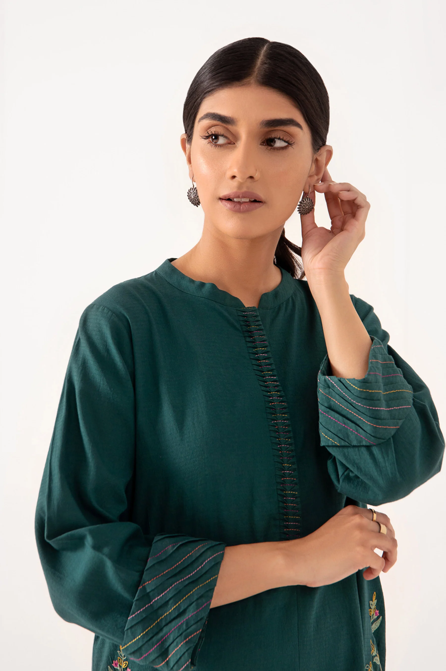 Stitched 1 Piece Embroidered Dobby Shirt - Image 3