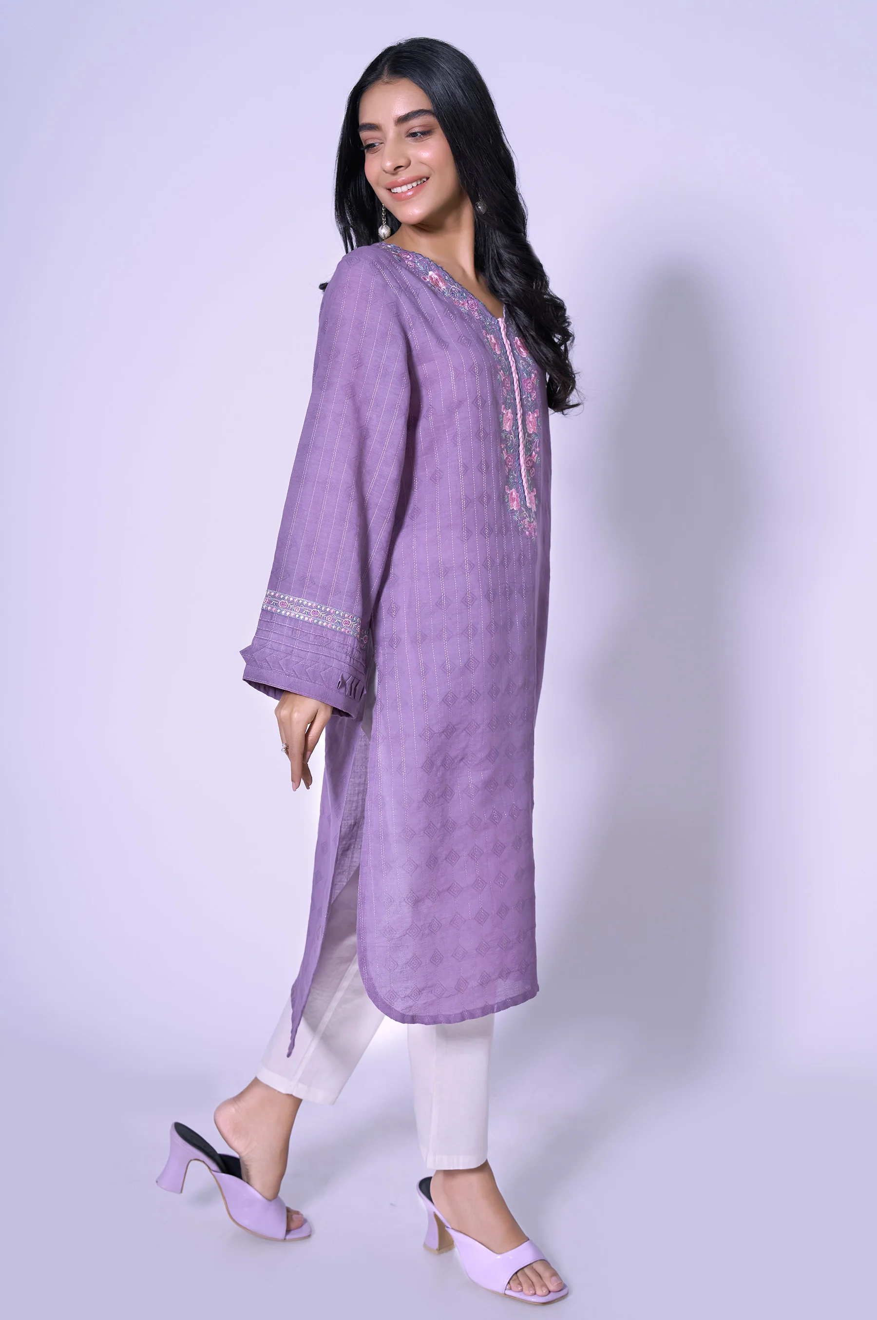 Stitched 1pc Embroidered Dobby Suit - Image 4