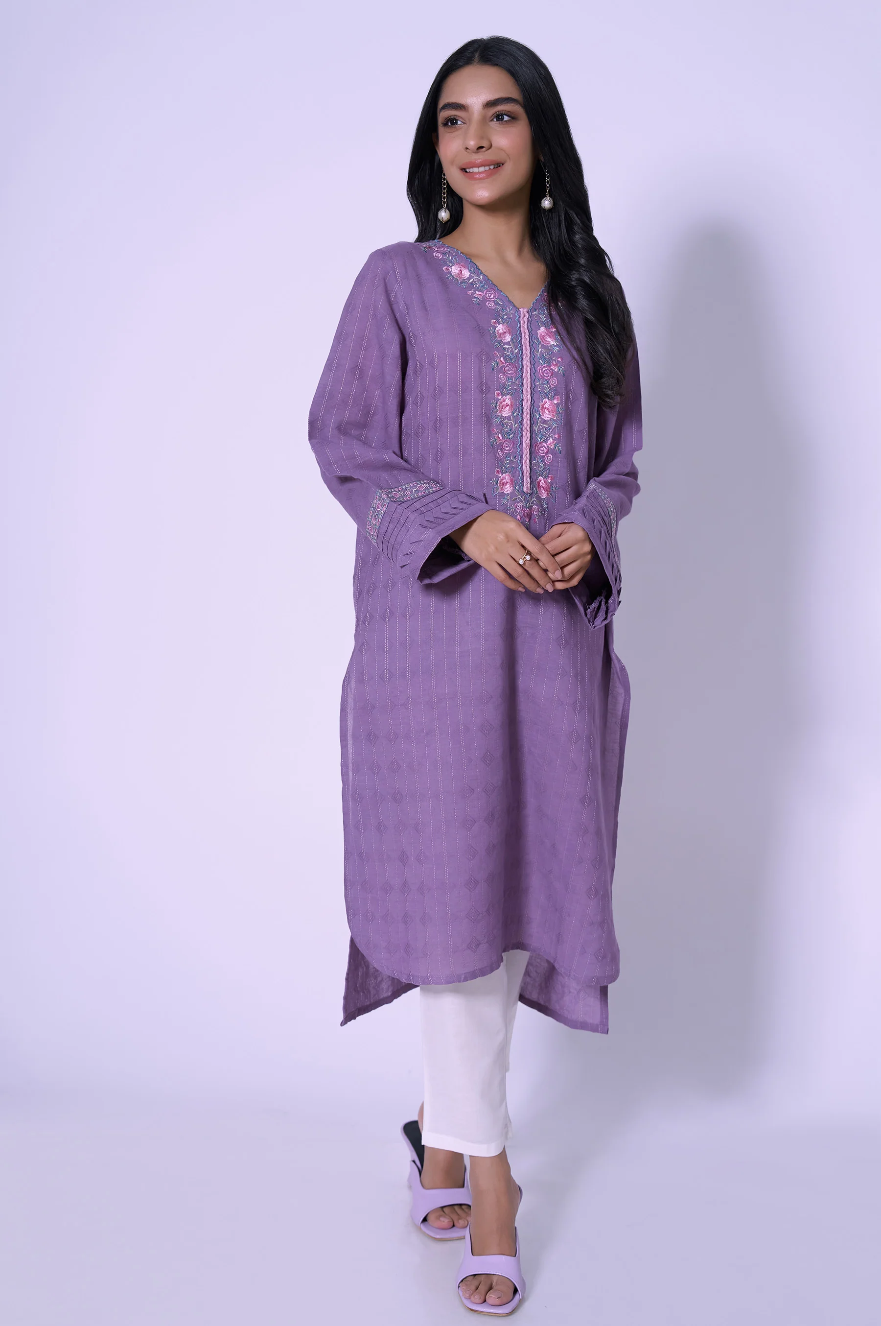 Stitched 1pc Embroidered Dobby Suit - Image 5