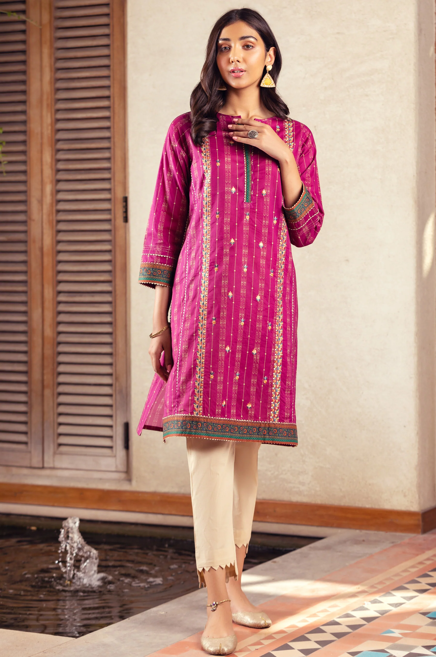 Stitched 1 Piece Embroidered Doria Lawn Shirt