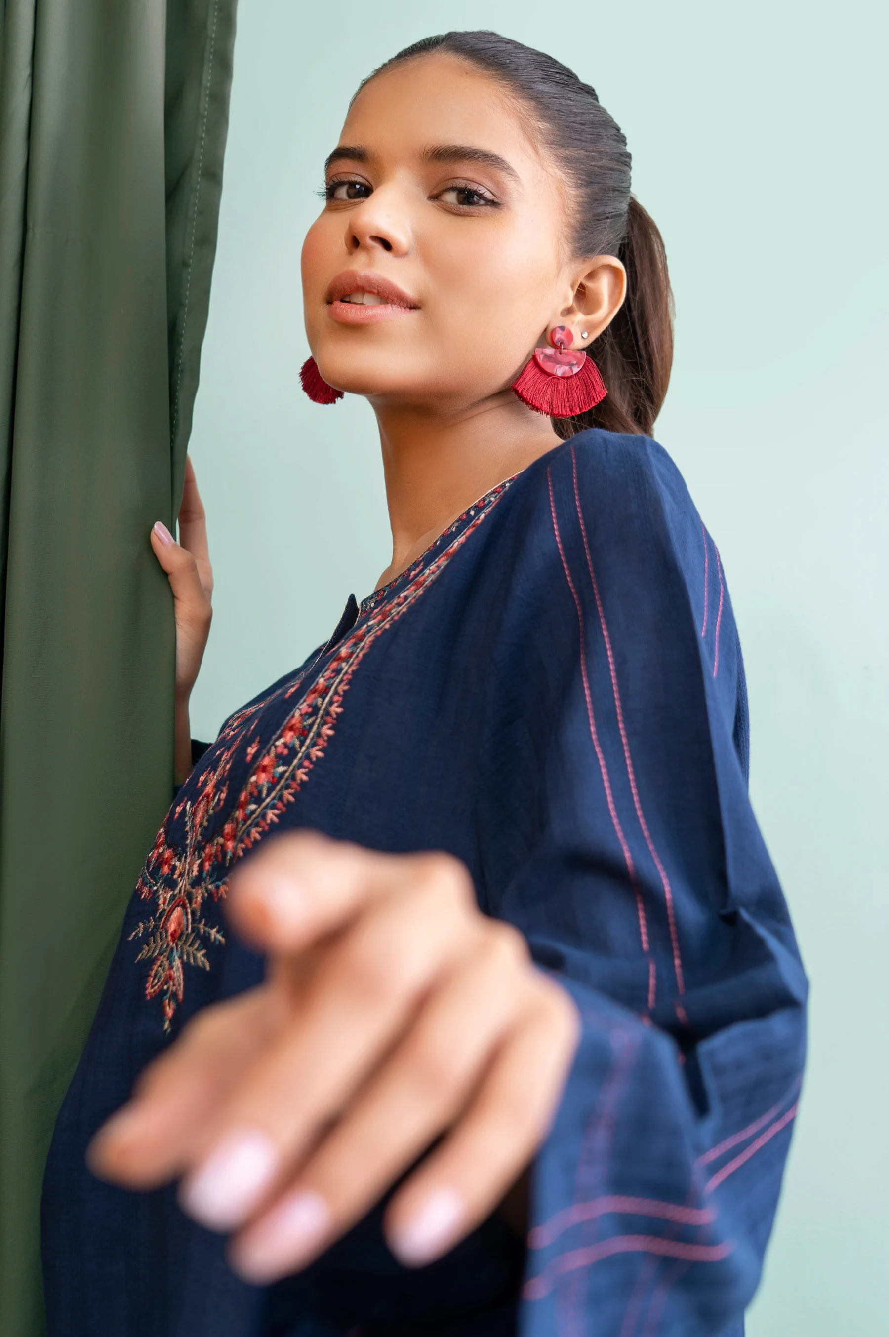 Stitched 1 Piece Embroidered Doria Shirt - Image 6