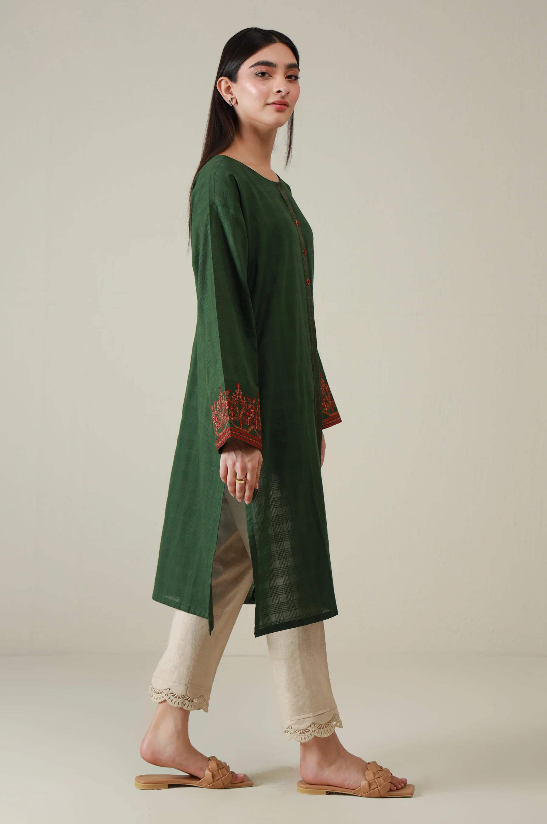 Stitched 1 Piece Embroidered Doria Shirt - Image 3