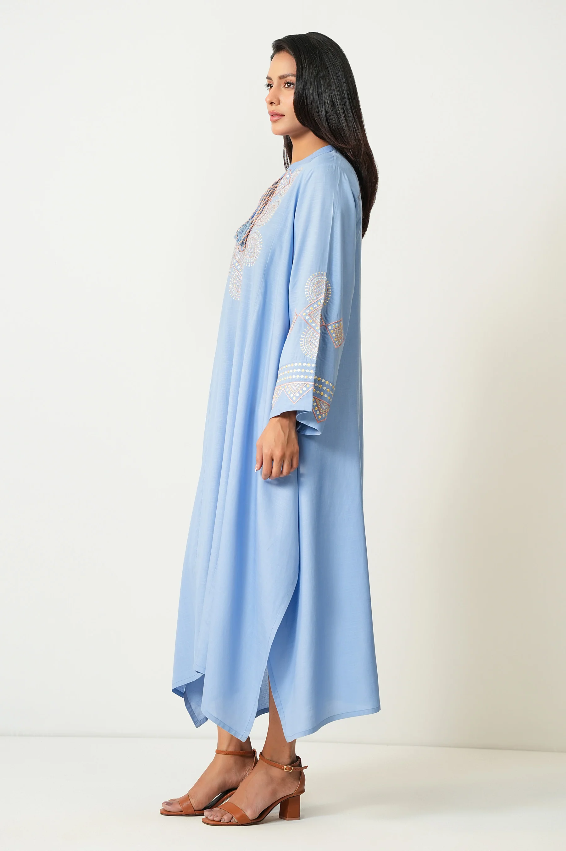 Stitched 1 Piece Embroidered Dull Raw Silk Shirt - Image 6
