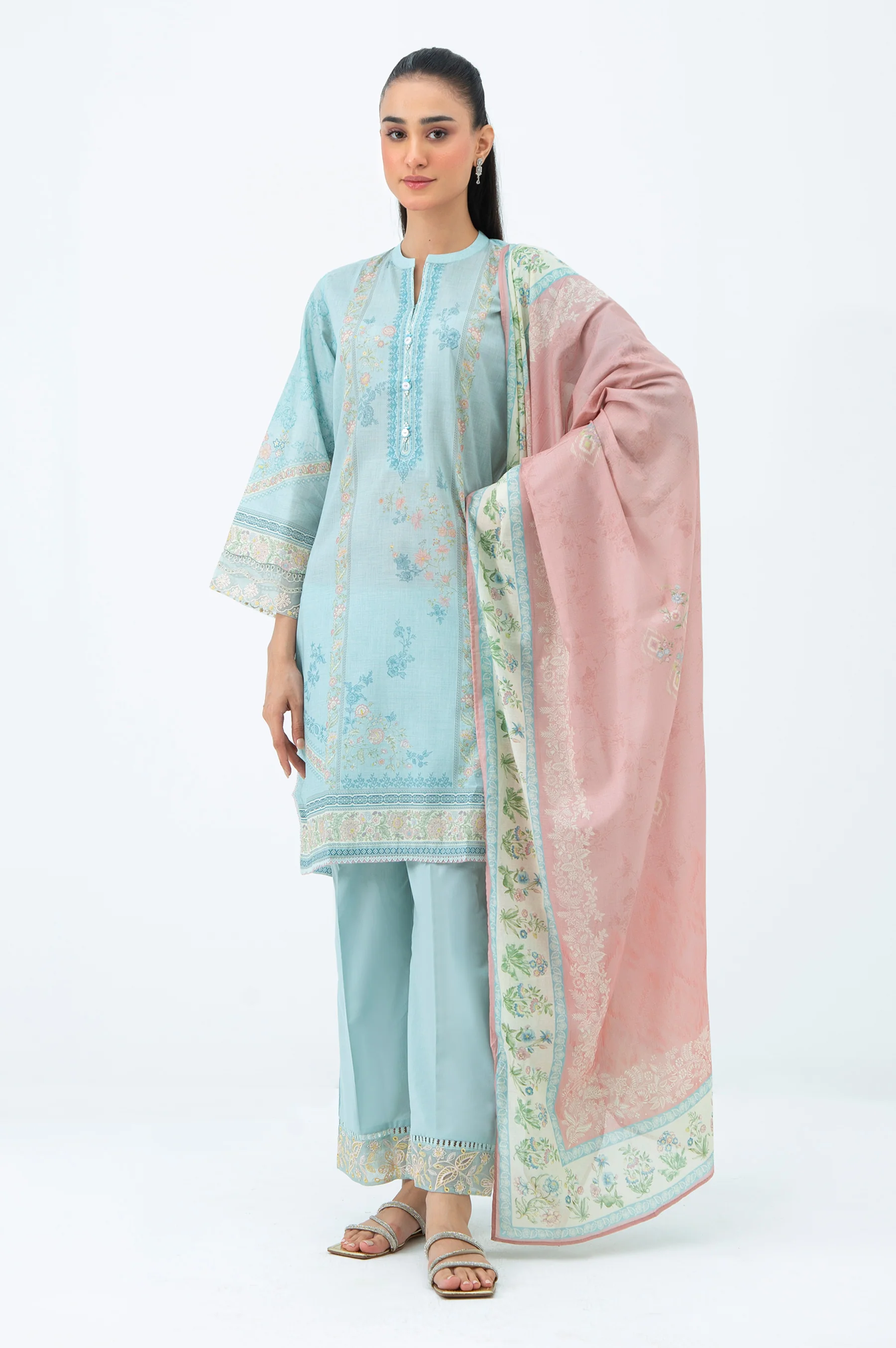 STITCHED EMBROIDERED LAWN SUIT - Image 2