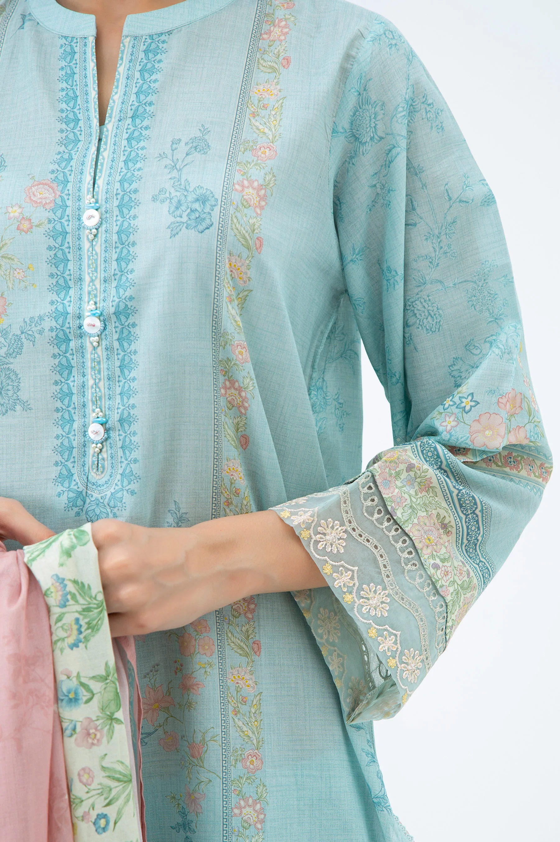 STITCHED EMBROIDERED LAWN SUIT - Image 5