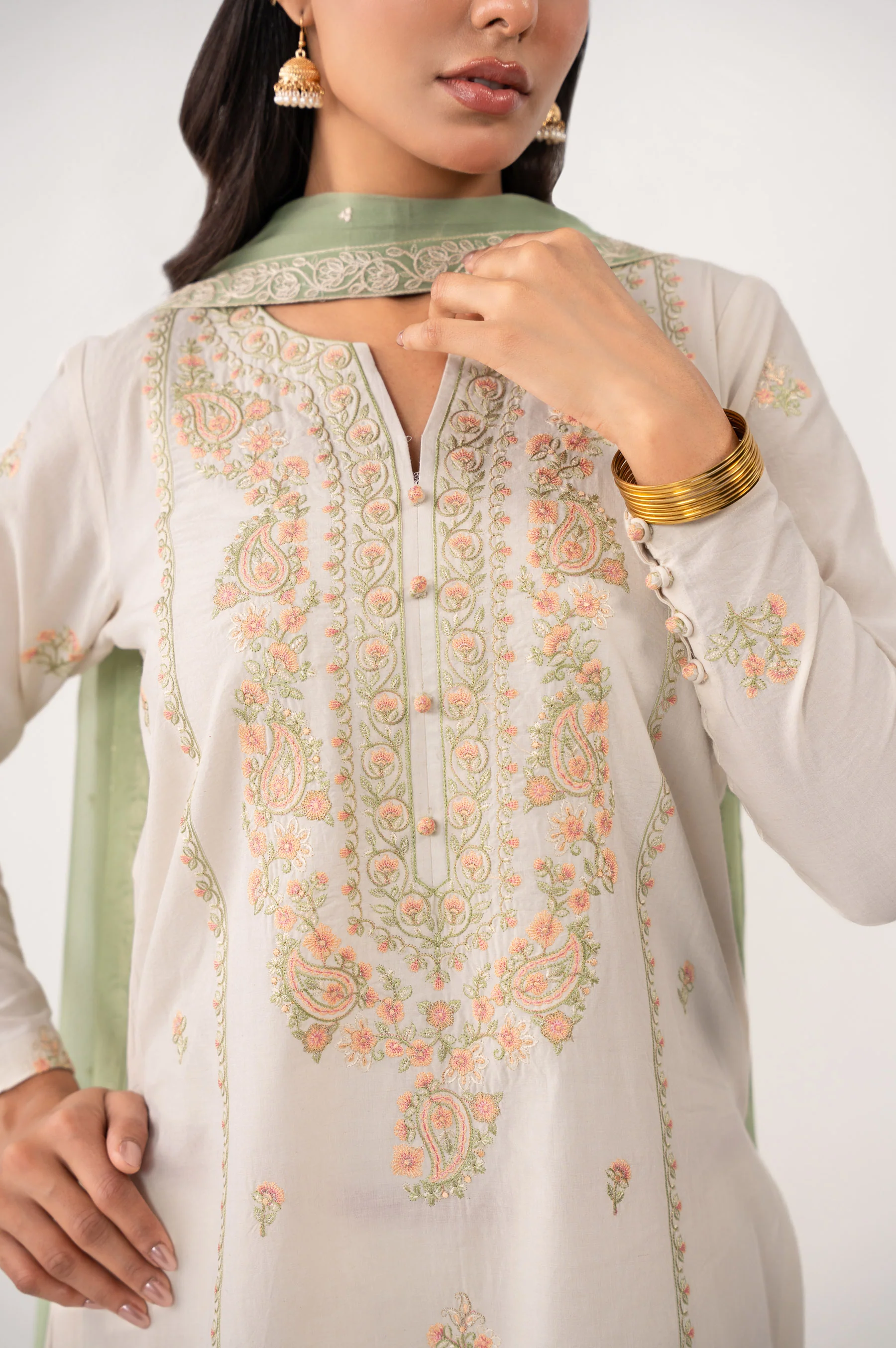 EMBROIDERED LAWN STITCHED DUPATTA (FACTORY E-OUTLET) - Image 2