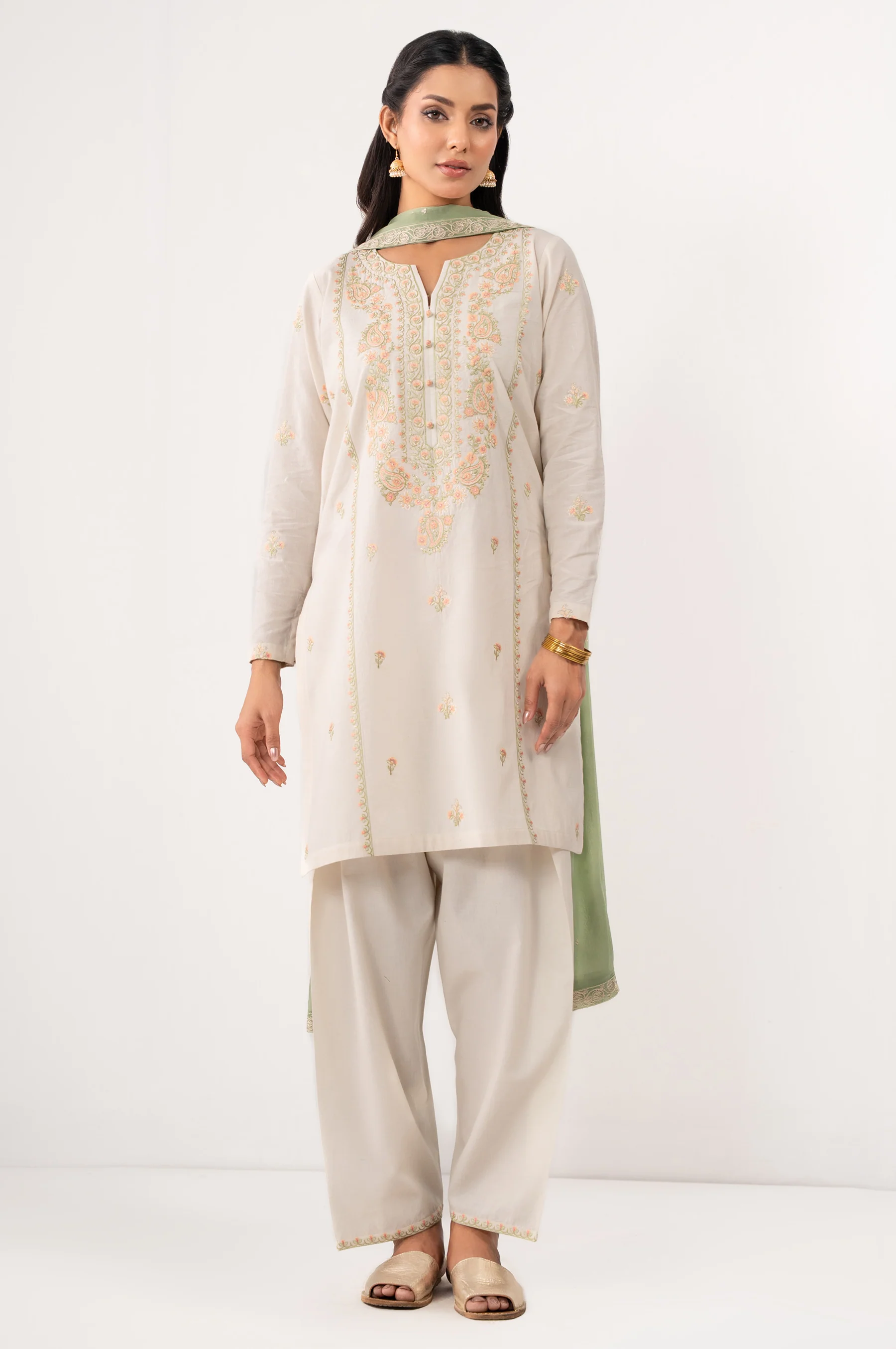 EMBROIDERED LAWN STITCHED DUPATTA (FACTORY E-OUTLET) - Image 3