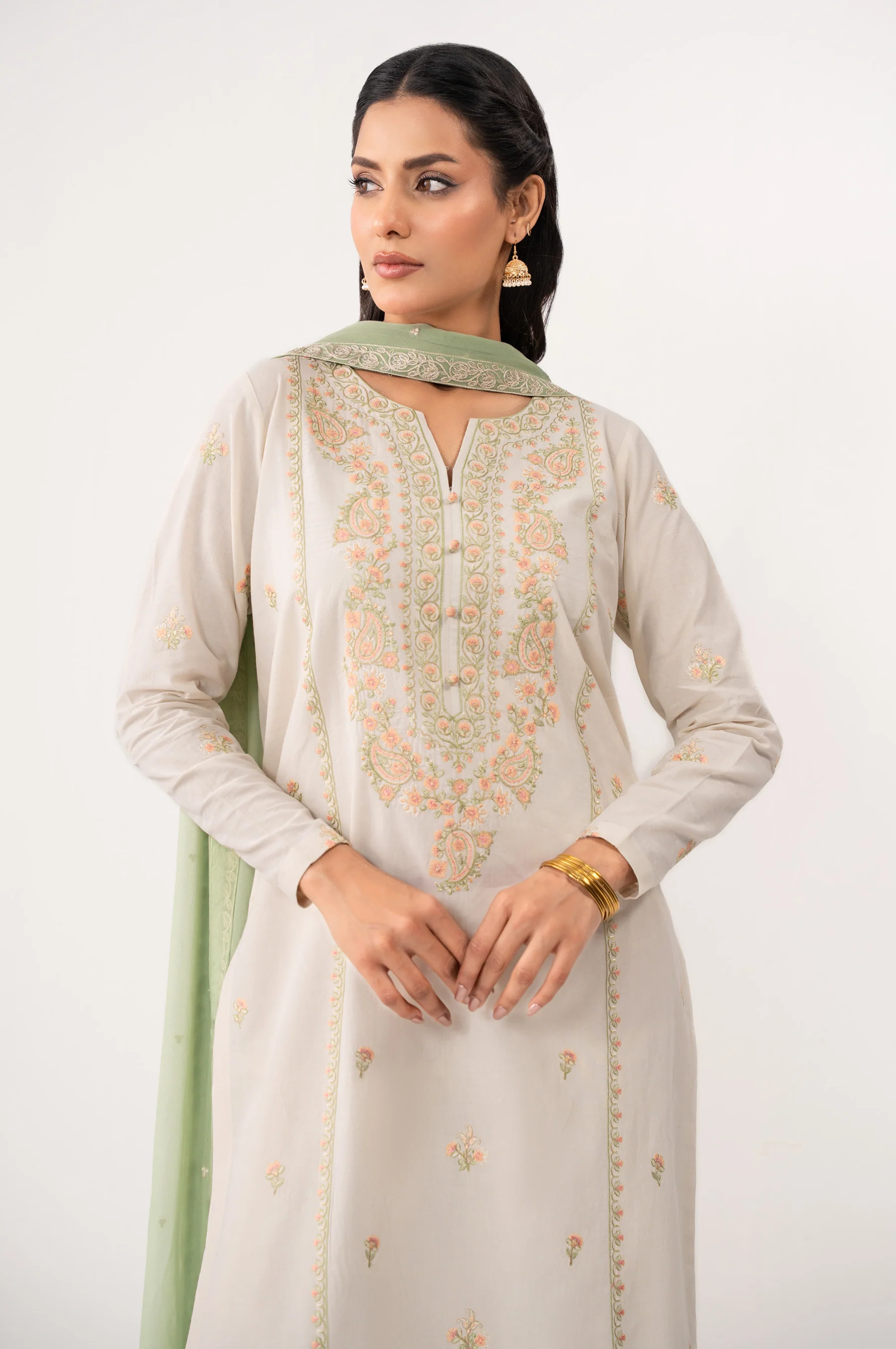 EMBROIDERED LAWN STITCHED DUPATTA (FACTORY E-OUTLET) - Image 4