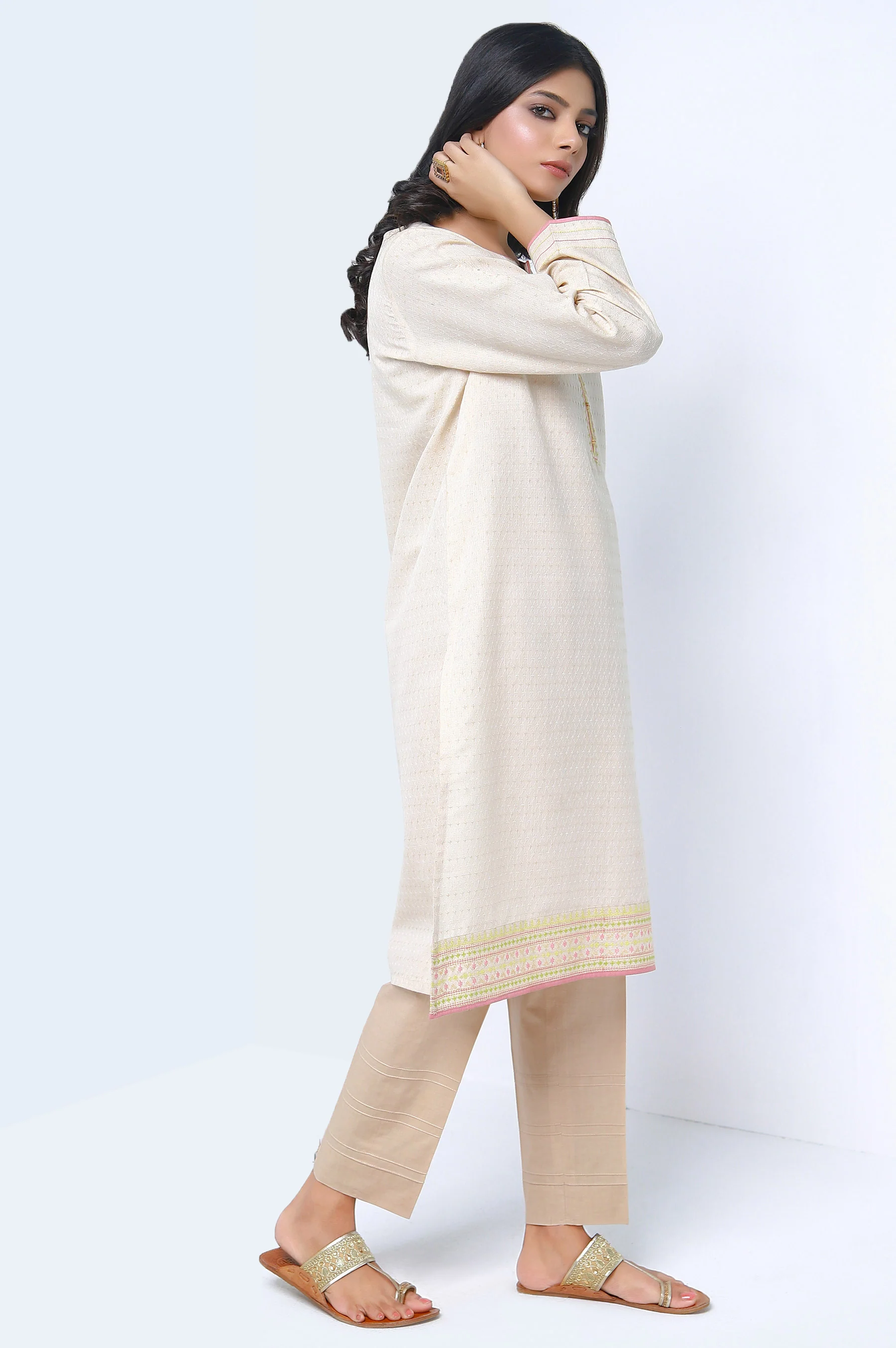 Stitched 1 Piece Embroidered Jacquard Shirt - Image 2