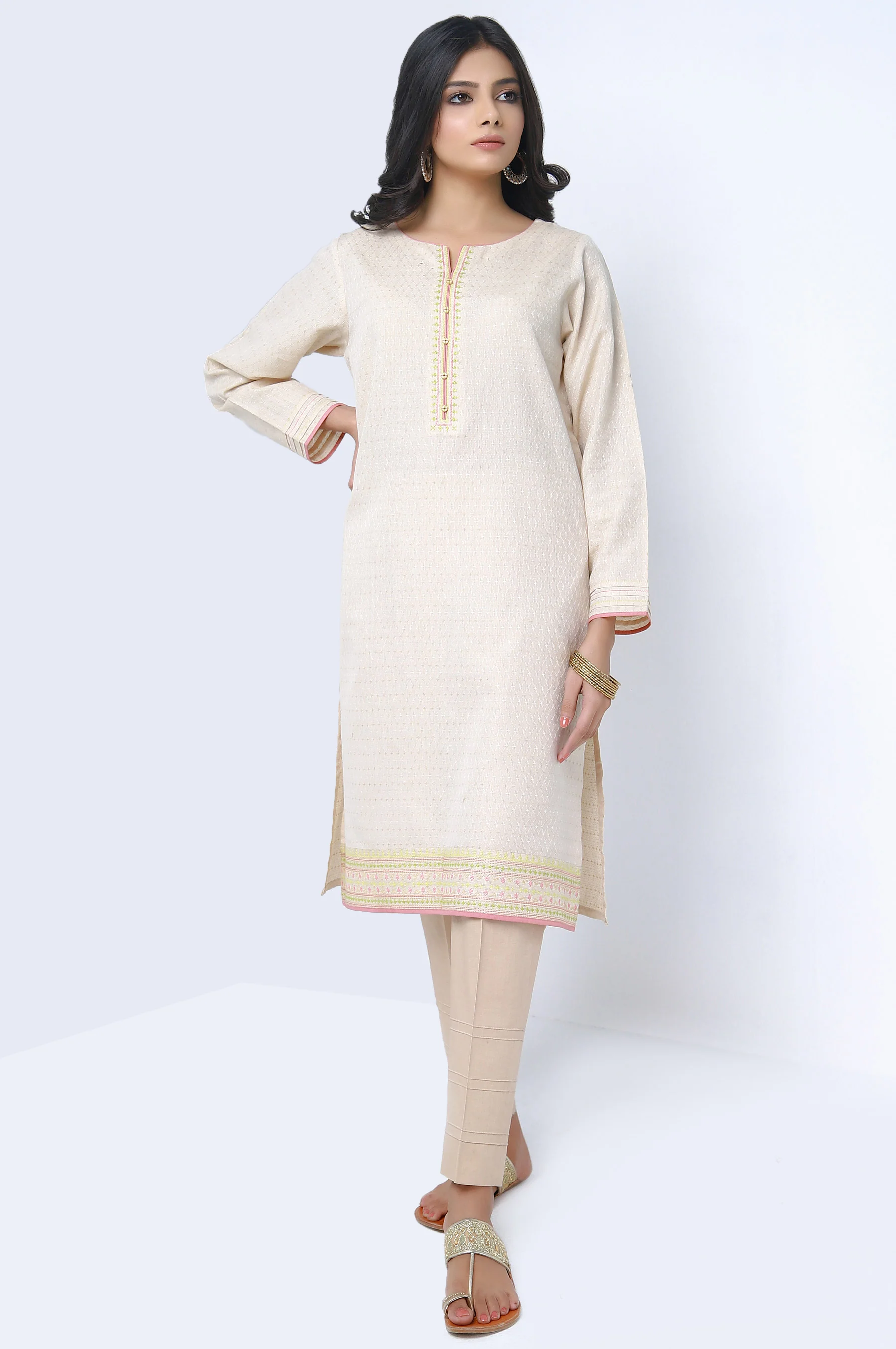 Stitched 1 Piece Embroidered Jacquard Shirt - Image 3