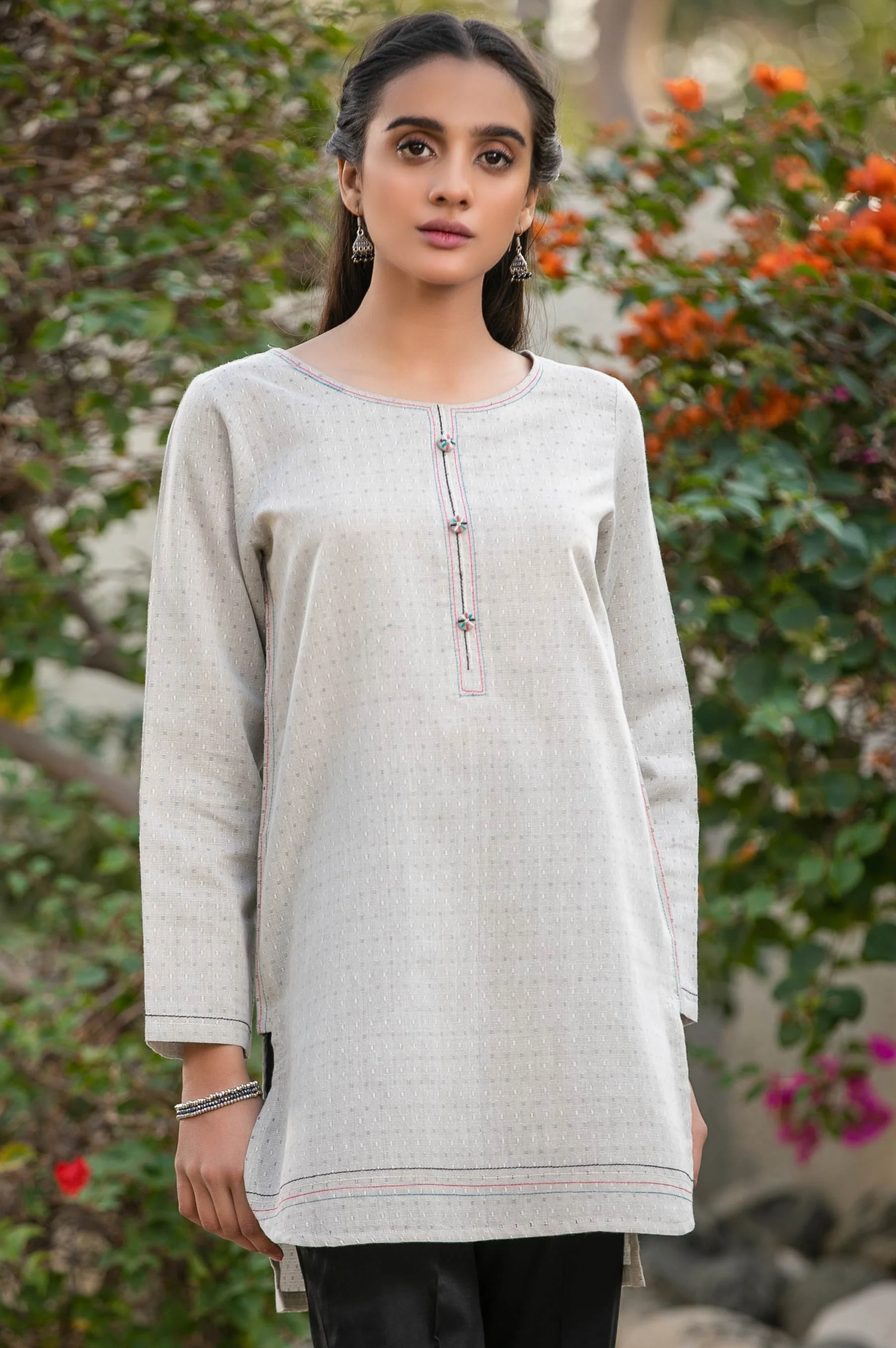 Stitched 1 Piece Embroidered Jacquard Shirt